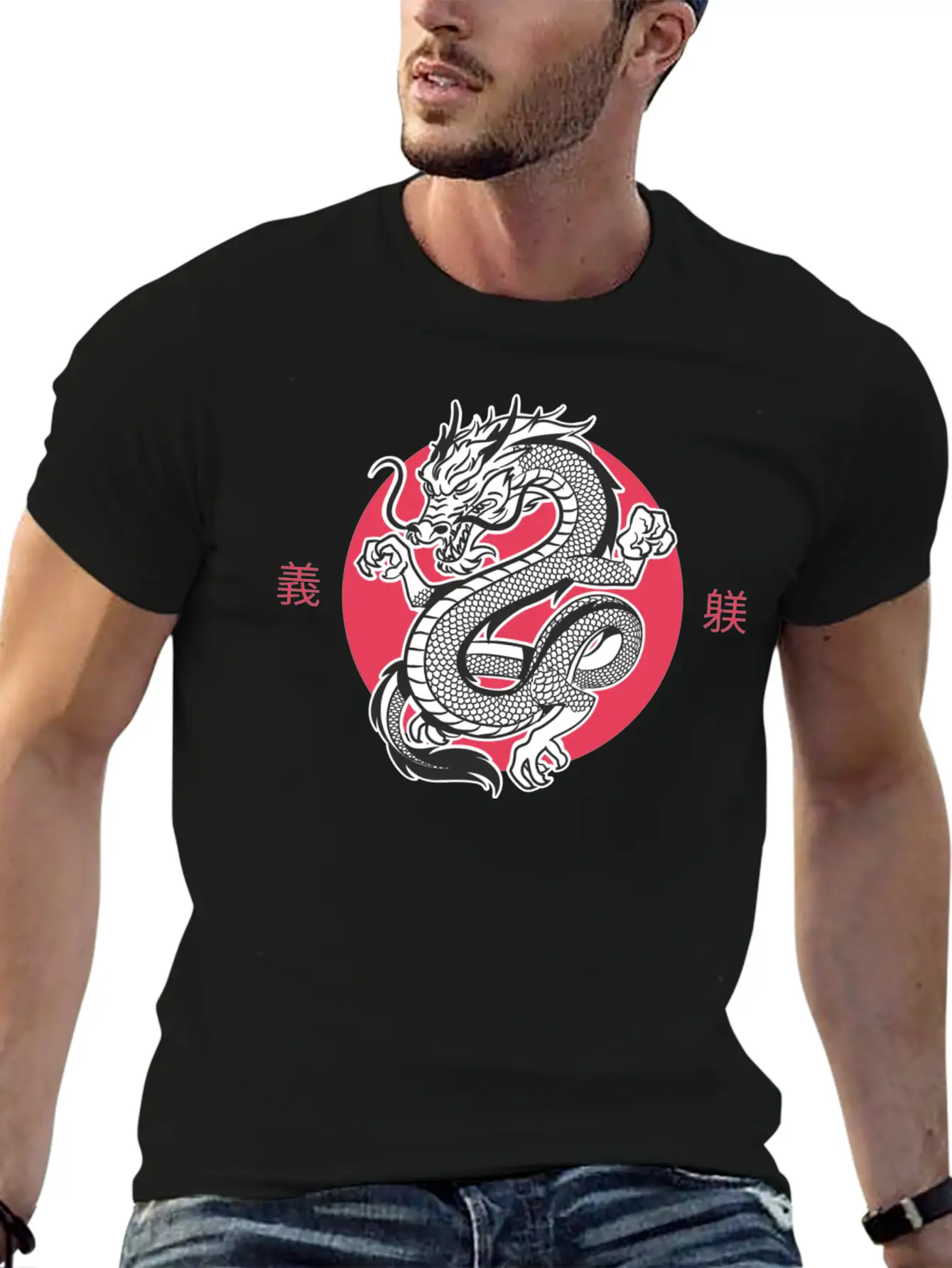 White Dragon Lightweight Cotton T-Shirt – Daily Comfort Graphic Shirt