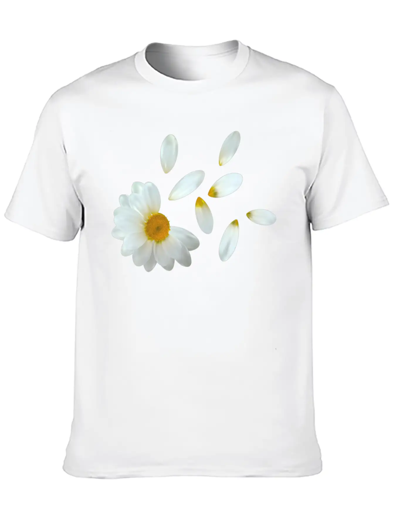 White Flower Design Stylish Everyday T-Shirt – Unisex Basic Cotton Tee
