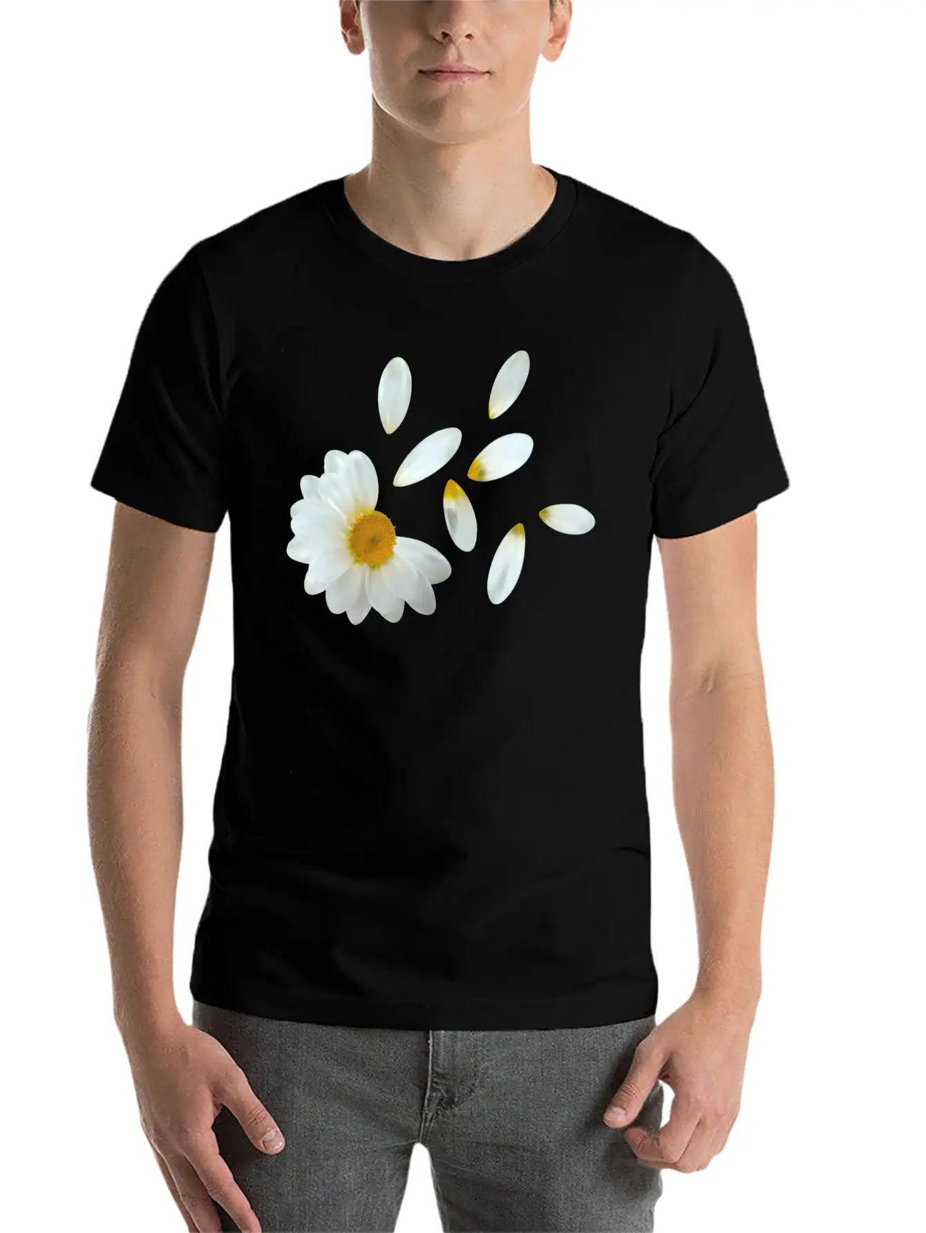 White Flower Design Unisex Casual T-Shirt – Clean Design For Daily Comfort