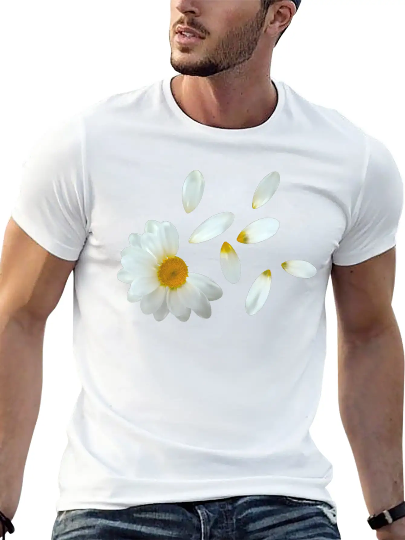 White Flower Design Unisex Casual T-Shirt – Clean Design For Daily Comfort