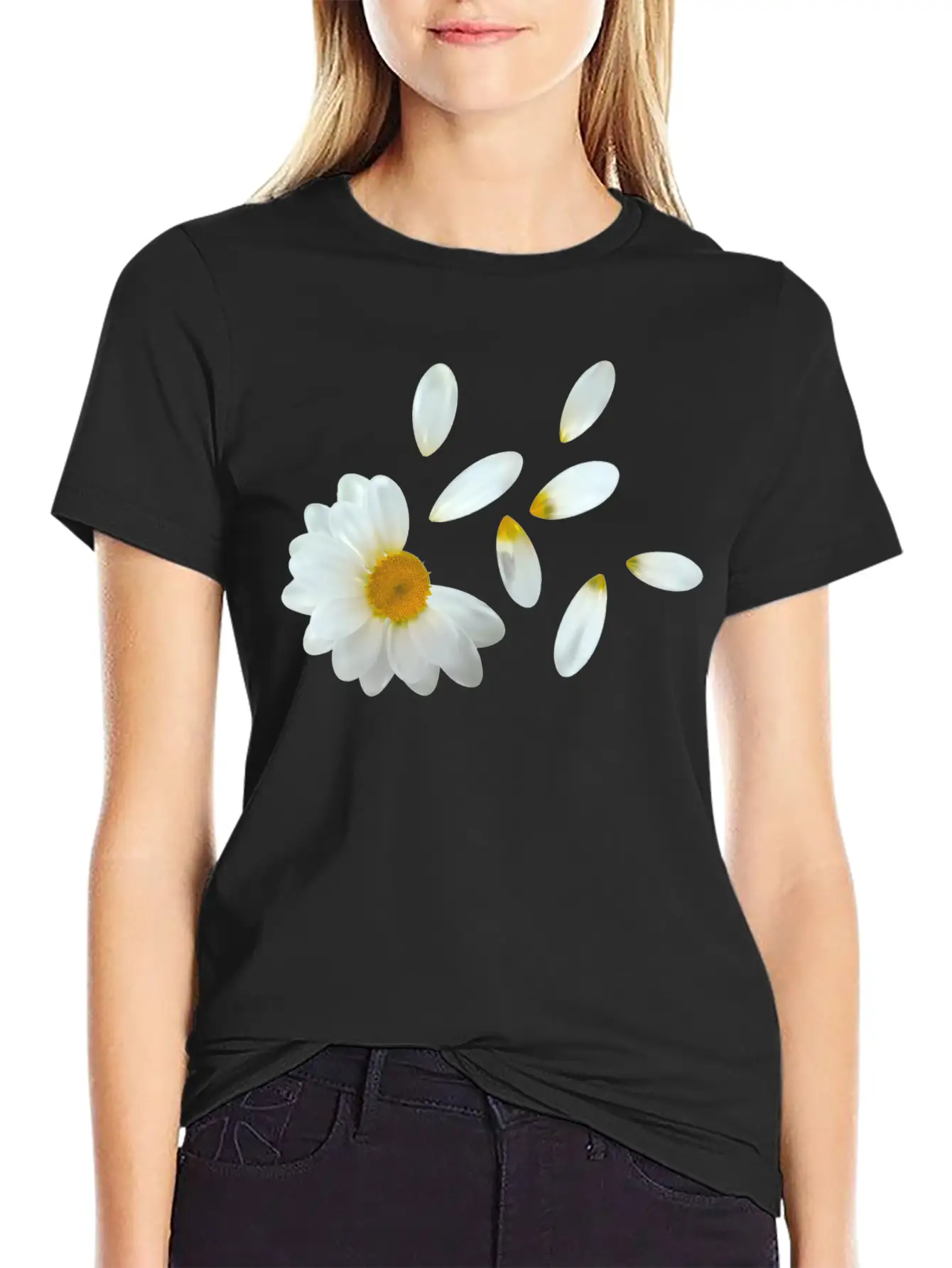 White Flower Design Unisex Casual T-Shirt – Clean Design For Daily Comfort