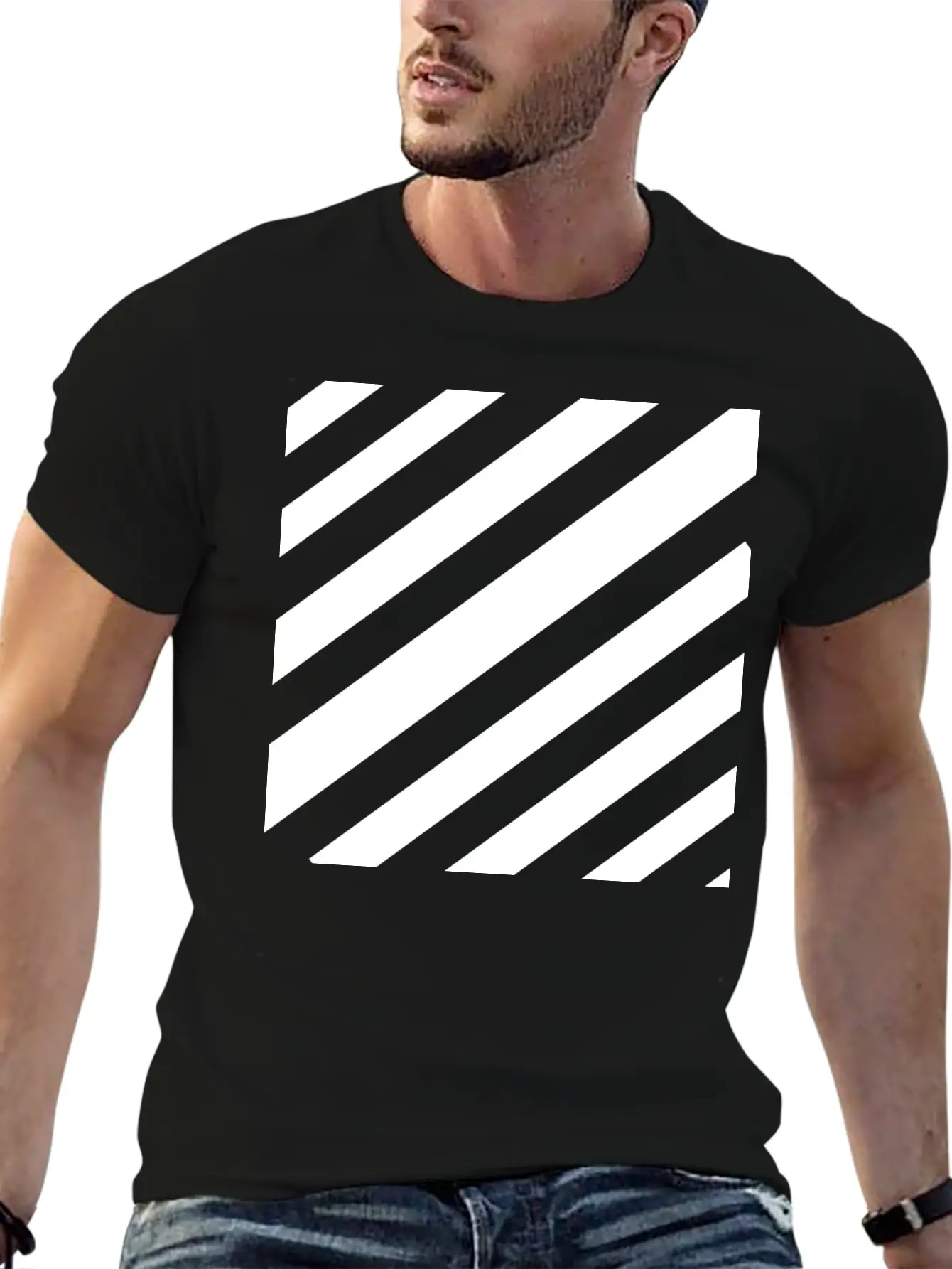White Lines Design Unisex Casual T-Shirt – Clean Design For Daily Comfort