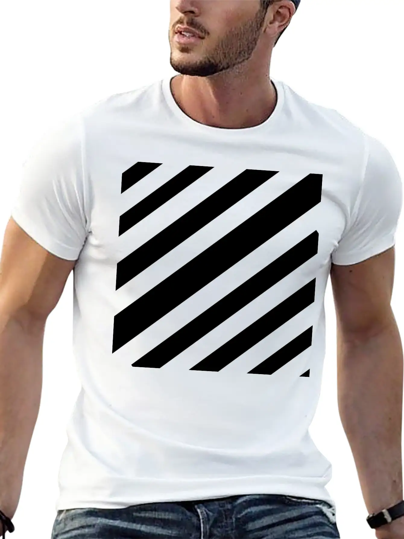 White Lines Design Unisex Casual T-Shirt – Clean Design For Daily Comfort
