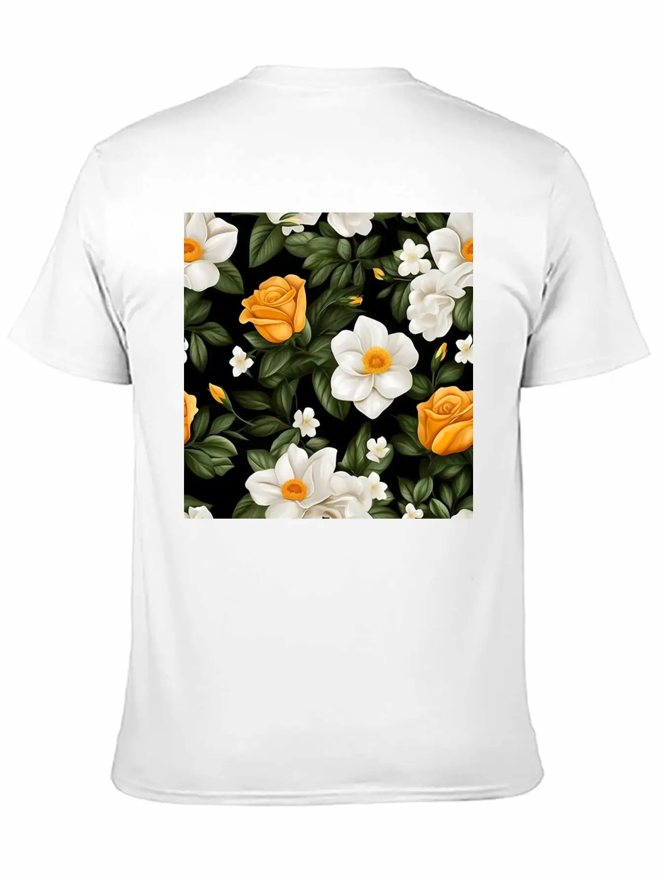White Roses Flower Blooms Blossom Pattern Soft Cotton Short Sleeve Tee – Unisex Wardrobe Staple