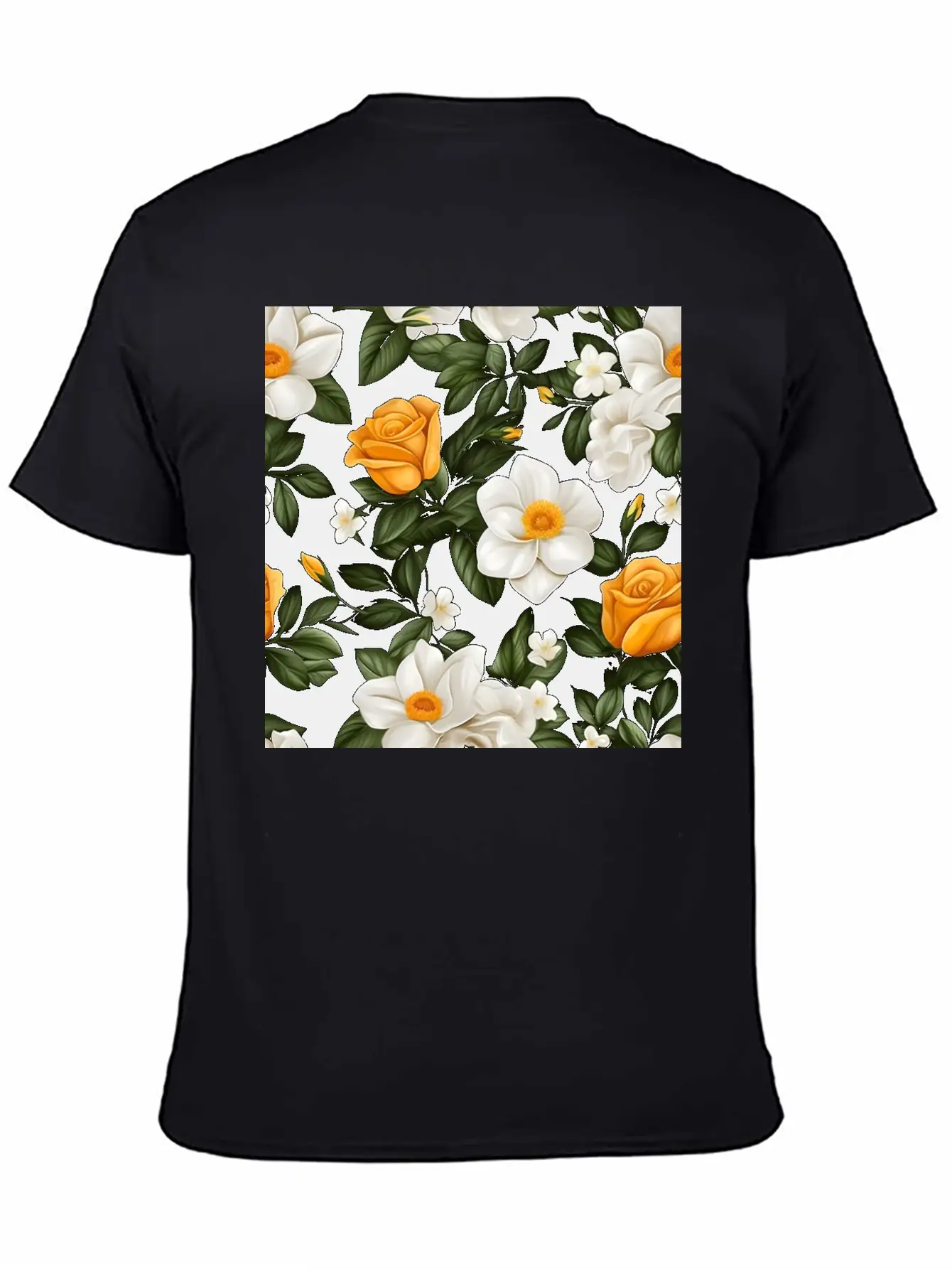 White Roses Flower Blooms Blossom Pattern Soft Cotton Short Sleeve Tee – Unisex Wardrobe Staple