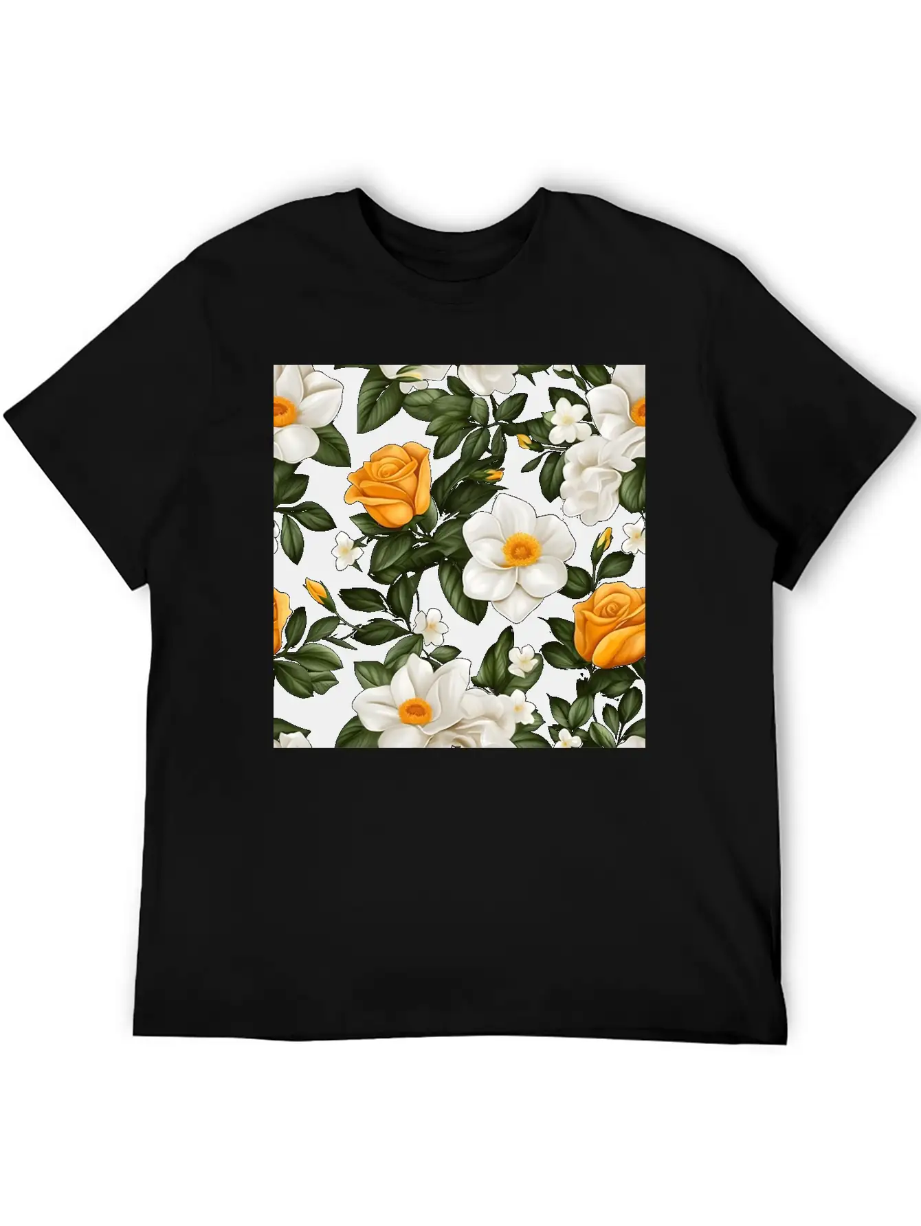 White Roses Flower Blooms Blossom Pattern Soft Cotton Short Sleeve Tee – Unisex Wardrobe Staple