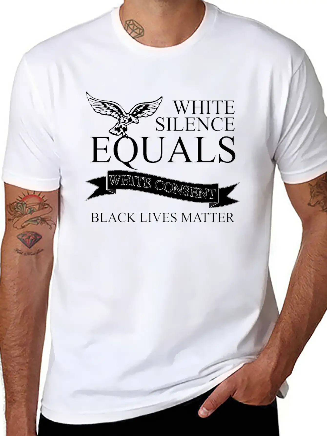 White Silence Equals Basic Graphic T-Shirt – Daily Comfort In Soft Cotton