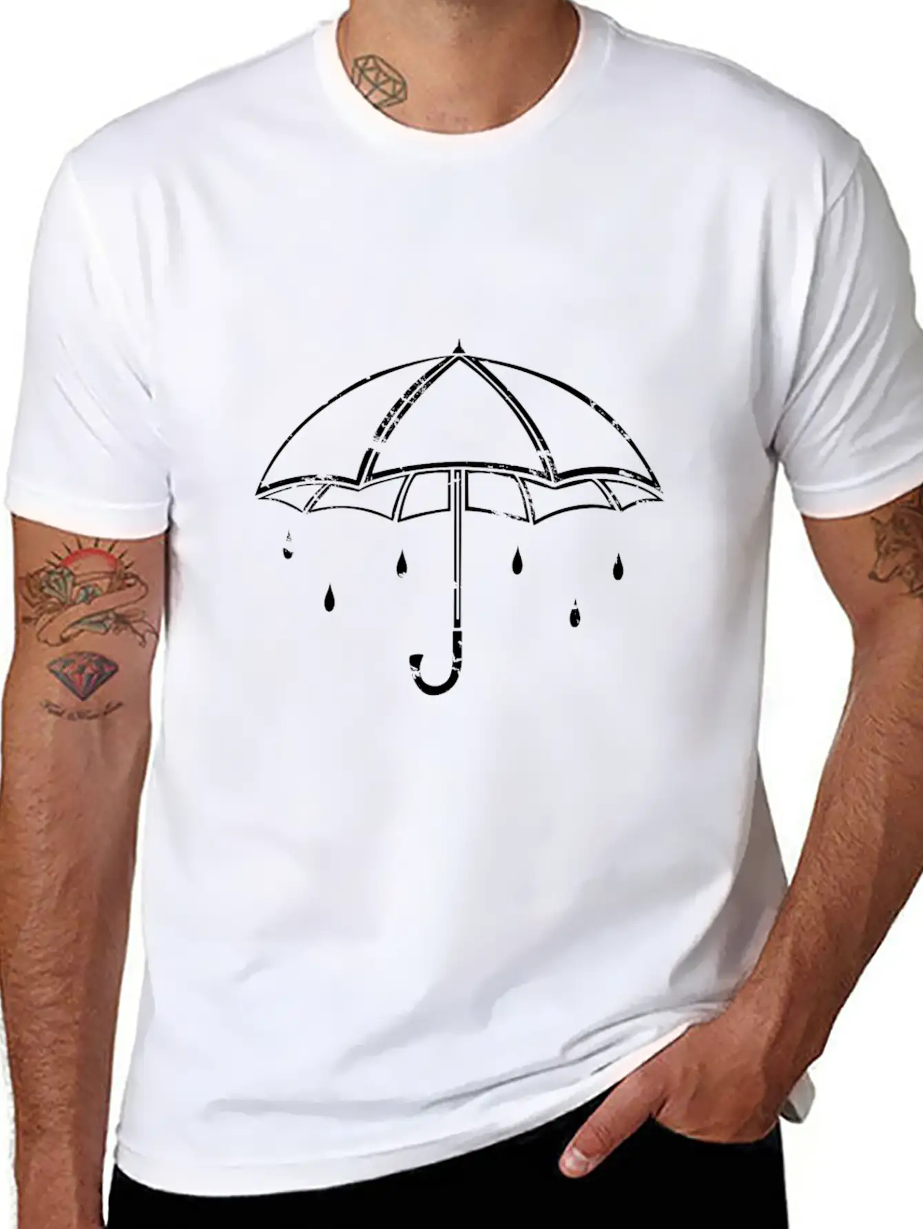 White Umbrella Gift Kids Rainy Weather Rain Modern Fit Casual T-Shirt – Clean And Versatile Design