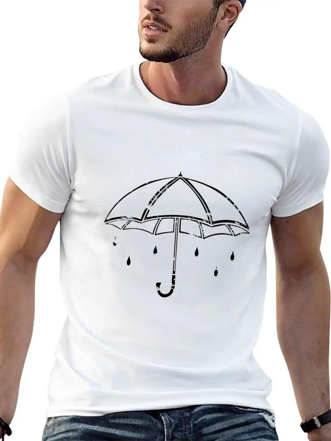 White Umbrella Gift Kids Rainy Weather Rain Modern Fit Casual T-Shirt – Clean And Versatile Design