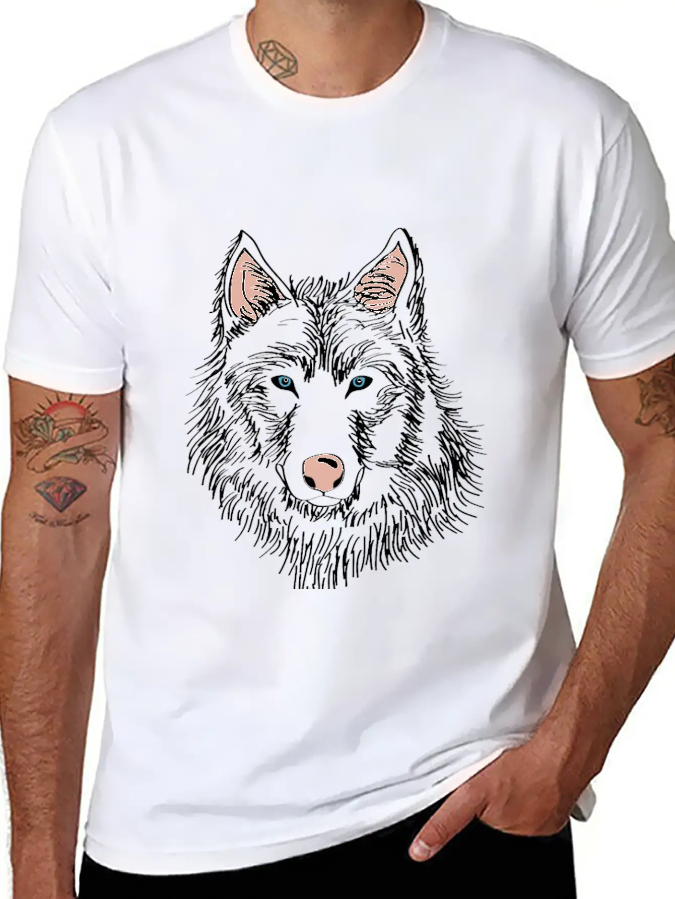 White Wolf Whit Blue Eyes Modern Fit Casual T-Shirt ��� Clean And Versatile Design