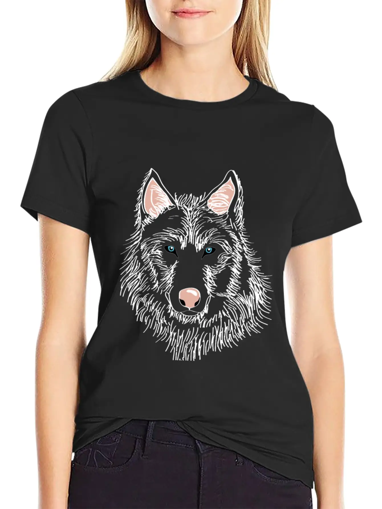 White Wolf Whit Blue Eyes Modern Fit Casual T-Shirt ��� Clean And Versatile Design