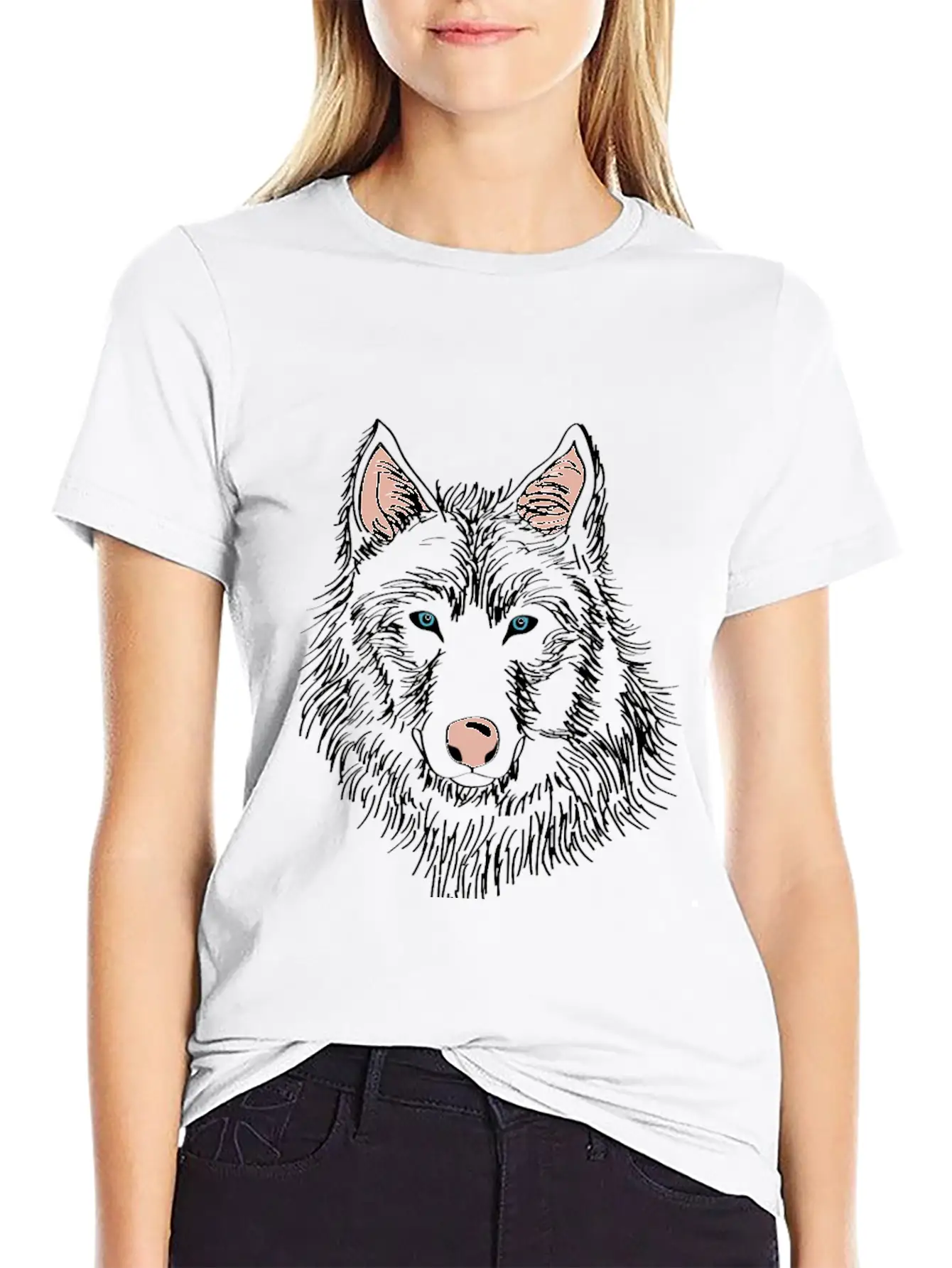 White Wolf Whit Blue Eyes Modern Fit Casual T-Shirt ��� Clean And Versatile Design