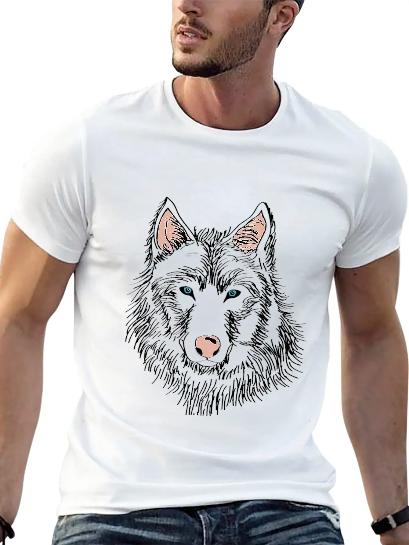 White Wolf Whit Blue Eyes Modern Fit Casual T-Shirt ��� Clean And Versatile Design