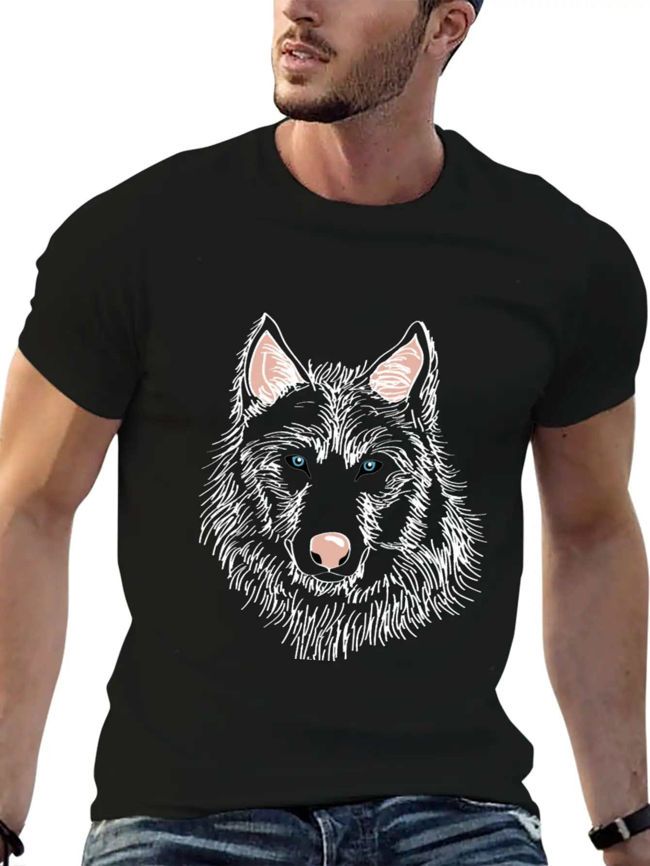 White Wolf Whit Blue Eyes Modern Fit Casual T-Shirt ��� Clean And Versatile Design