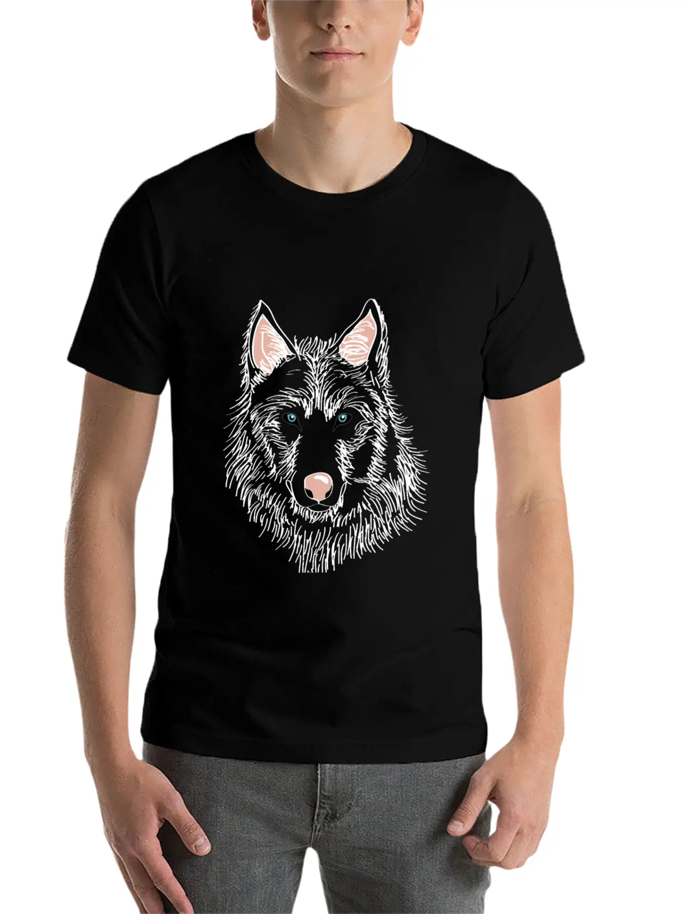 White Wolf Whit Blue Eyes Modern Fit Casual T-Shirt ��� Clean And Versatile Design