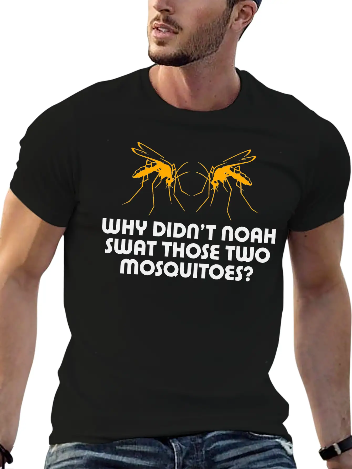 Why Did'nt Noah Swat Those Two Mosquitoes? Lightweight Cotton T-Shirt – Daily Comfort Graphic Shirt