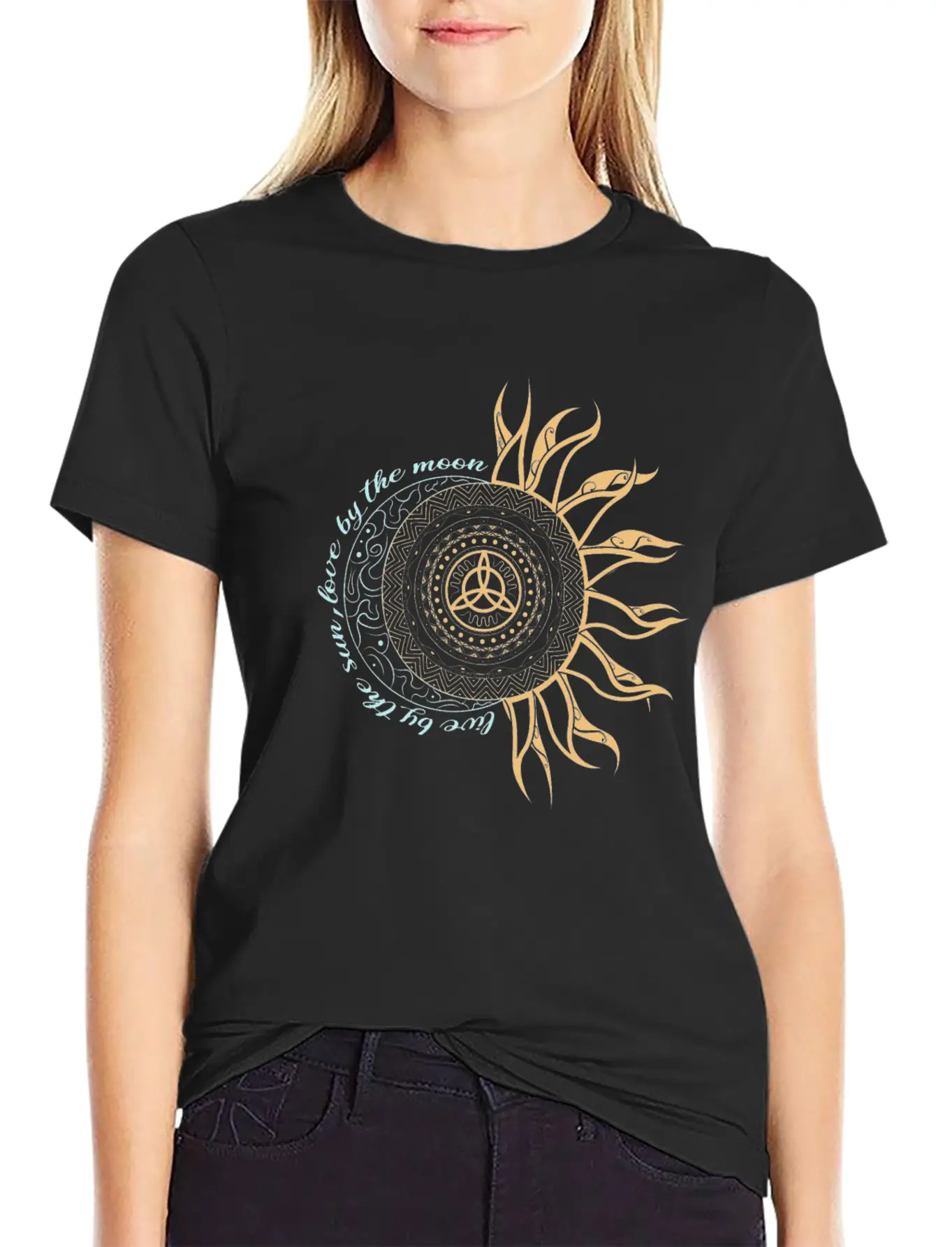 Wicca Witch Pagan Live By Sun Love By The Moon Classic Fit Graphic Tee For Daily Comfort – Unisex Cotton Shirt