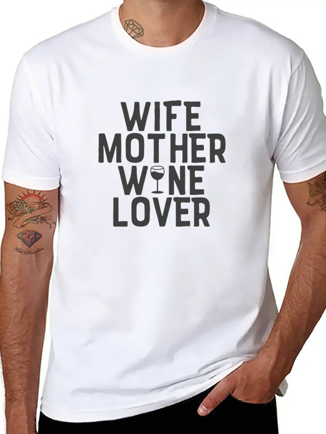 Wife Mother Wine Lover Design Perfect For Mom Lightweight Cotton T-Shirt – Daily Comfort Graphic Shirt