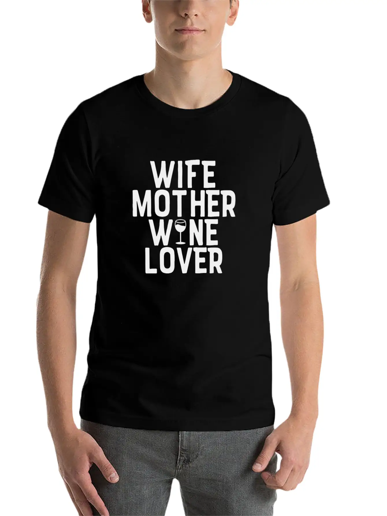 Wife Mother Wine Lover Design Perfect For Mom Lightweight Cotton T-Shirt – Daily Comfort Graphic Shirt