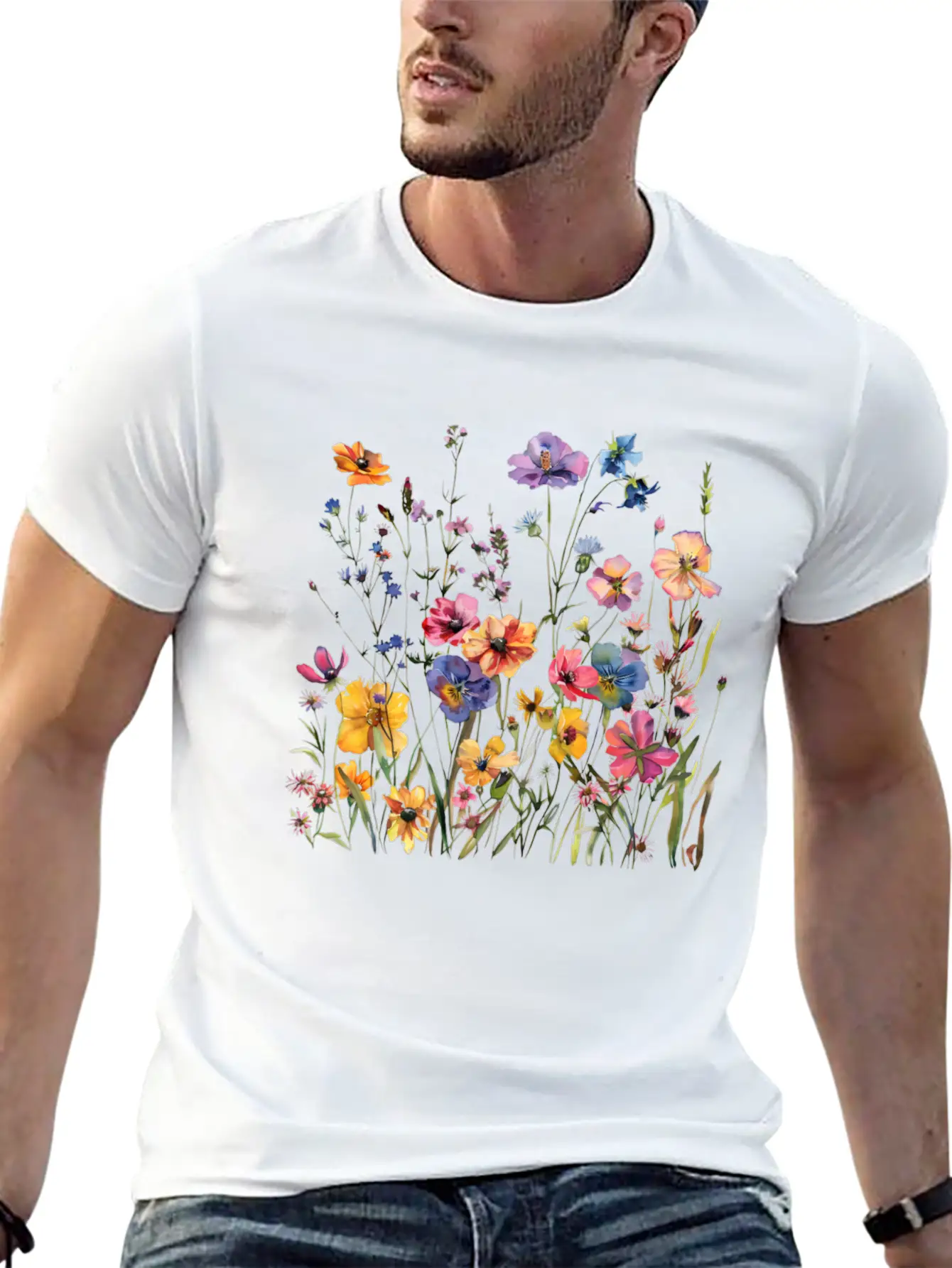Wild Flowers Modern Fit Casual T-Shirt – Clean And Versatile Design