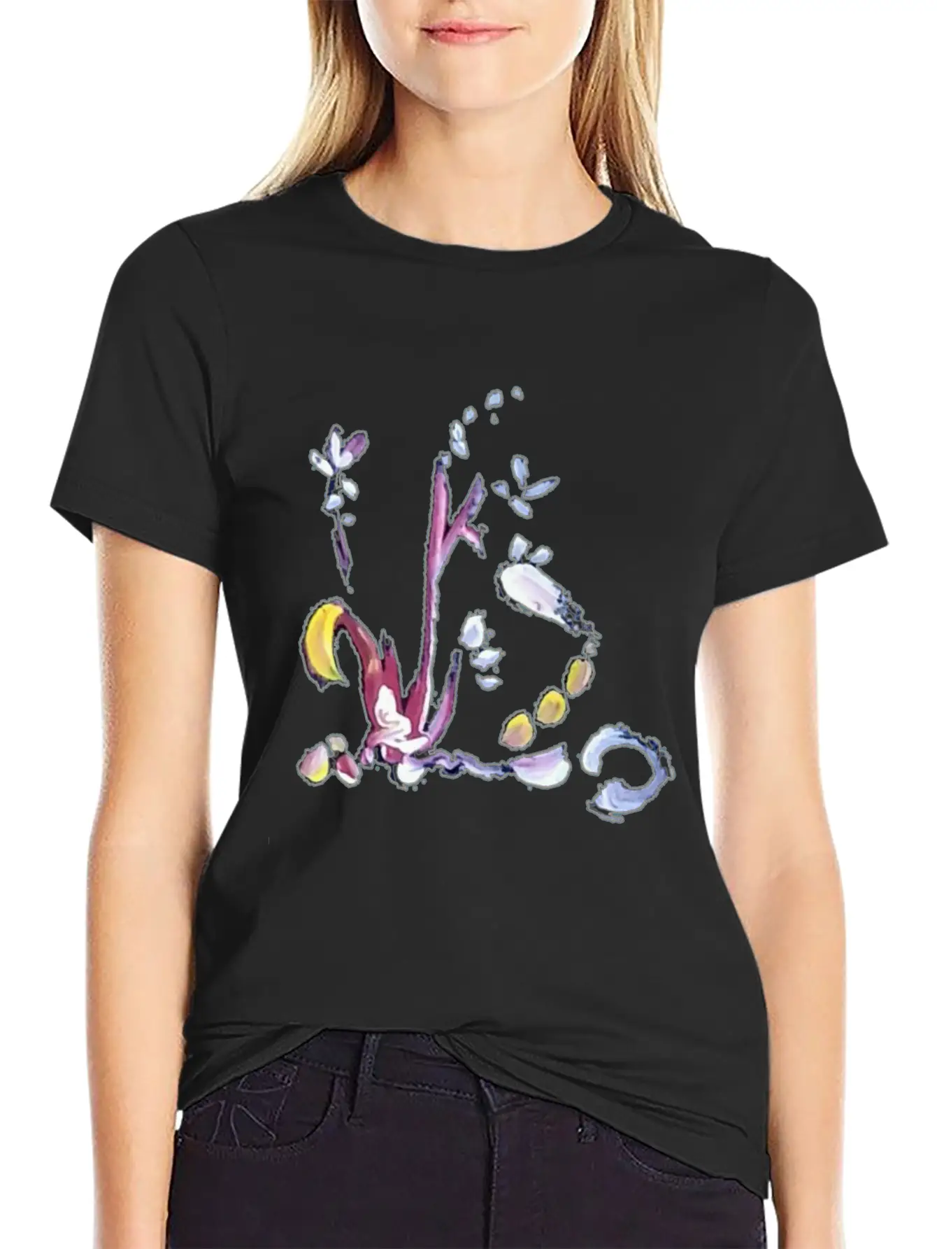 Wild Little Flowers In Acrylic Paint Artistic Spri Lightweight Cotton T-Shirt – Daily Comfort Graphic Shirt