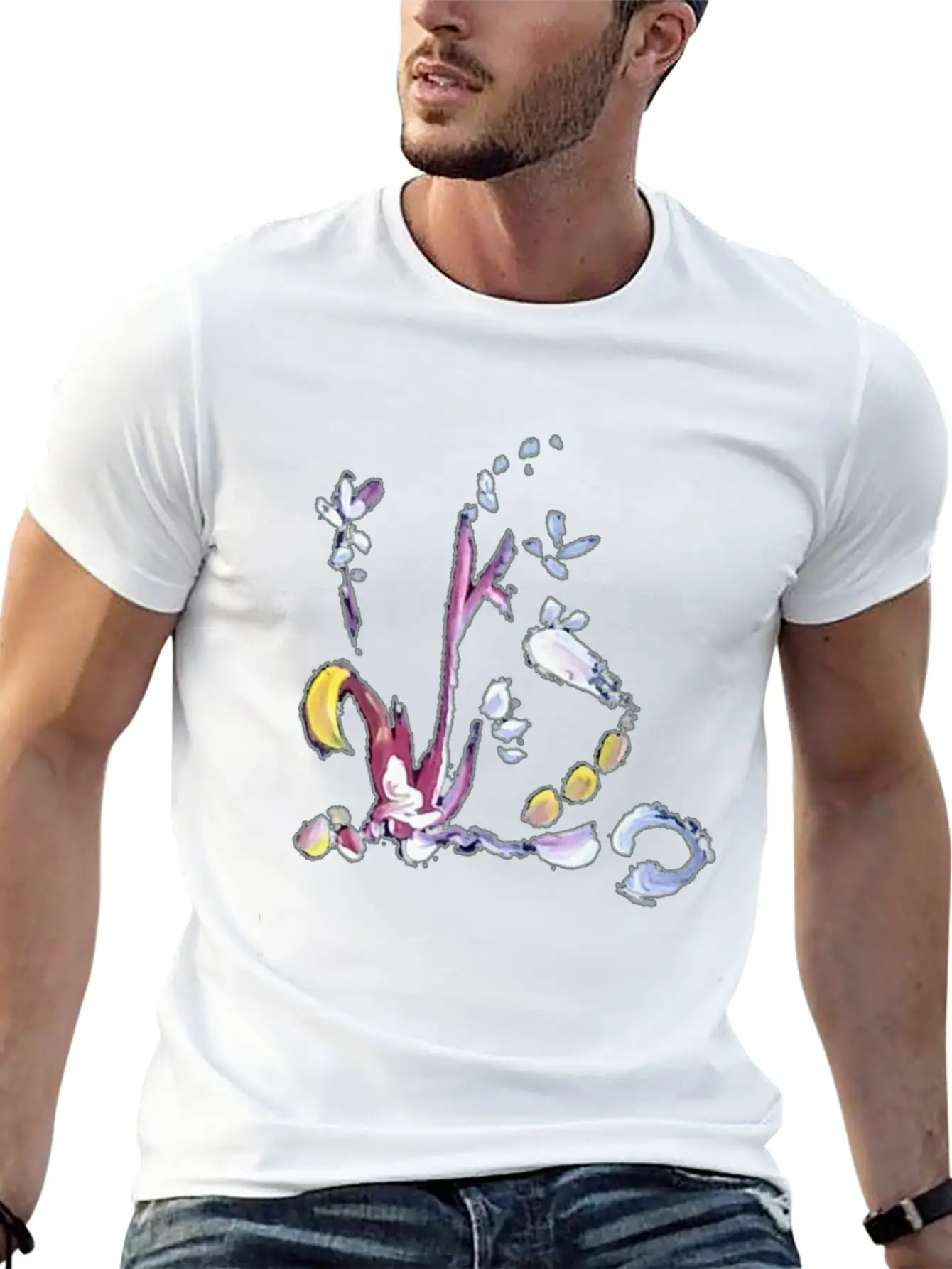 Wild Little Flowers In Acrylic Paint Artistic Spri Lightweight Cotton T-Shirt – Daily Comfort Graphic Shirt