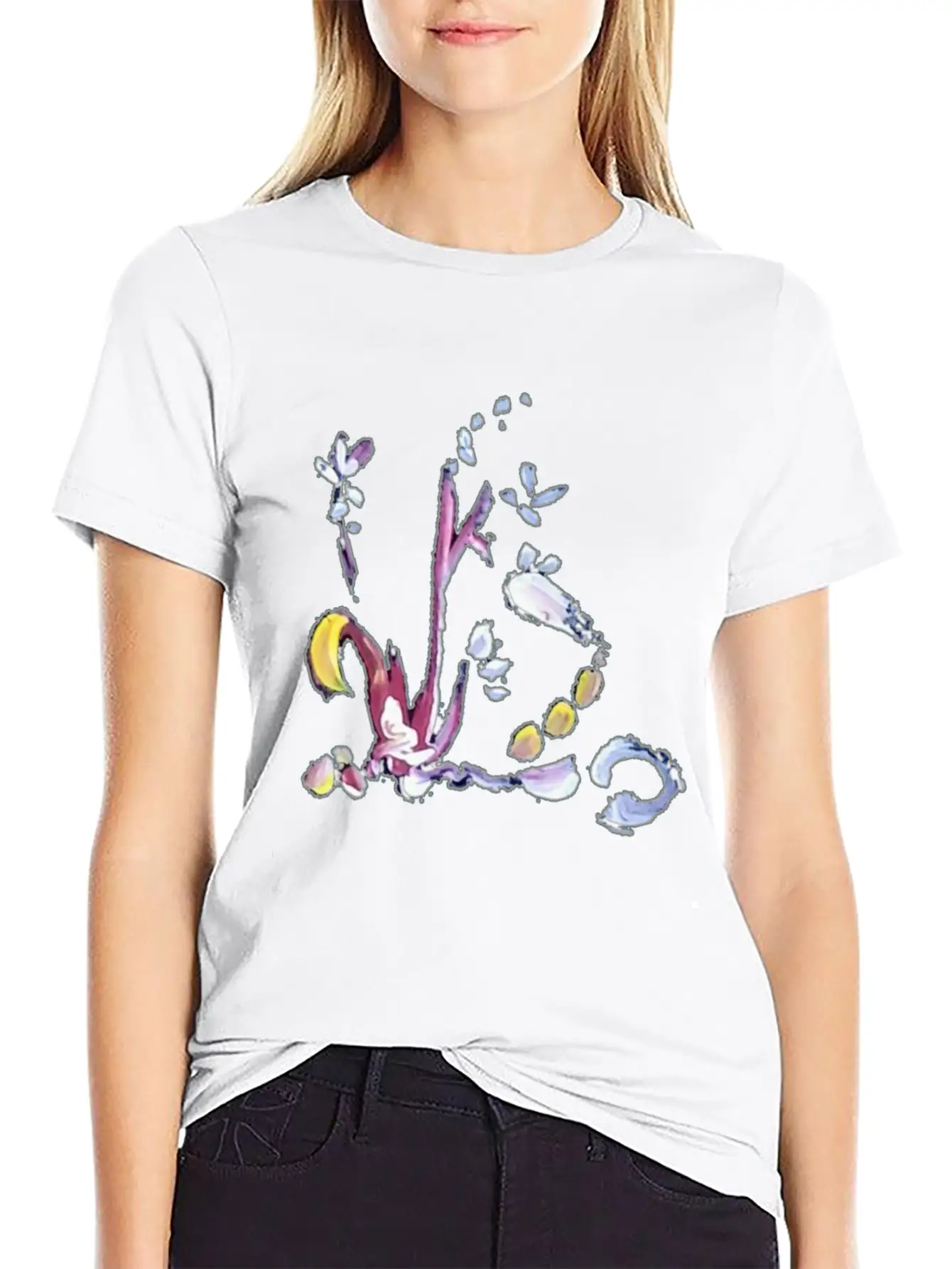 Wild Little Flowers In Acrylic Paint Artistic Spri Lightweight Cotton T-Shirt – Daily Comfort Graphic Shirt
