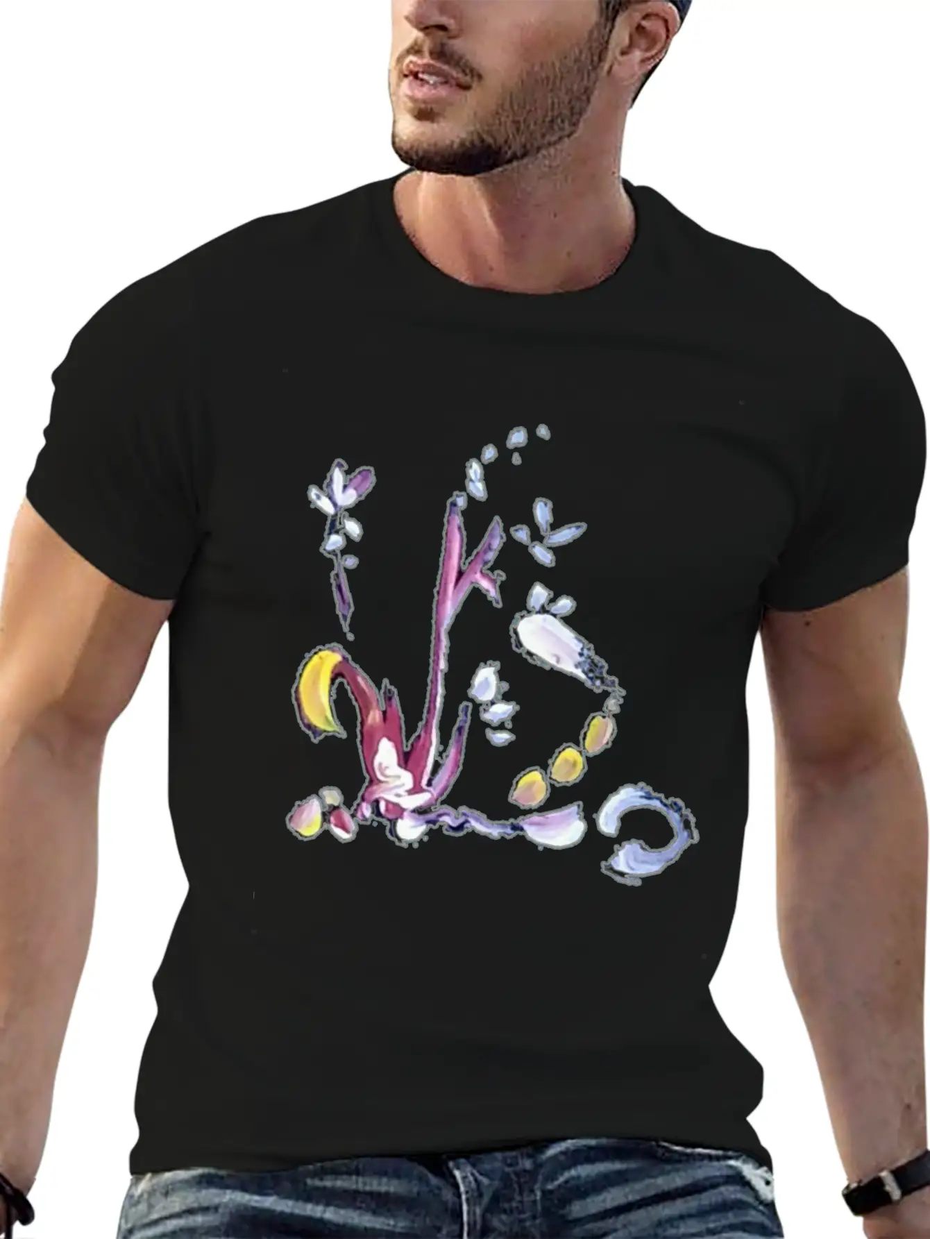 Wild Little Flowers In Acrylic Paint Artistic Spri Lightweight Cotton T-Shirt – Daily Comfort Graphic Shirt