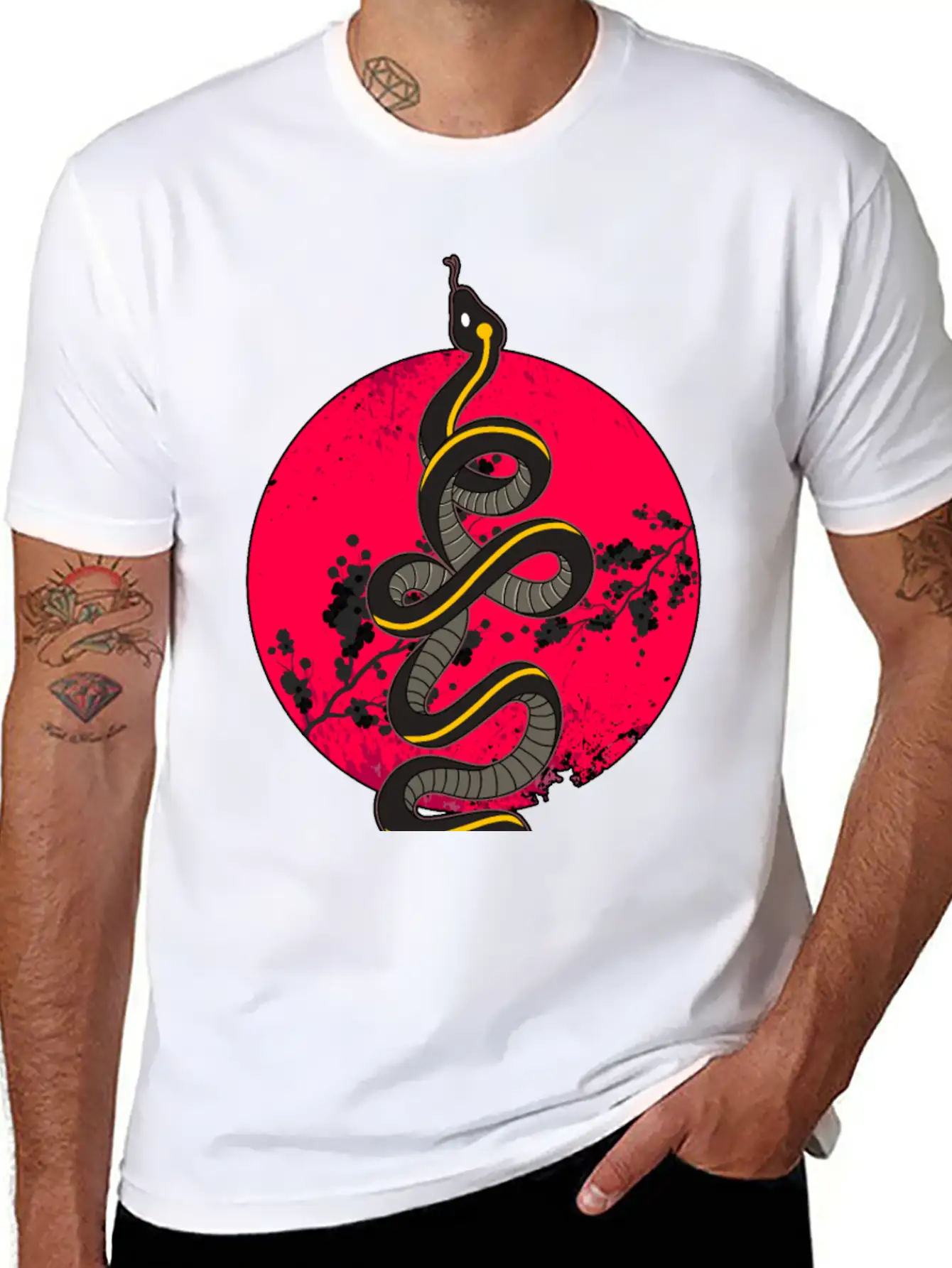 Wild Snake Tattoo Unisex Casual T-Shirt – Clean Design For Daily Comfort