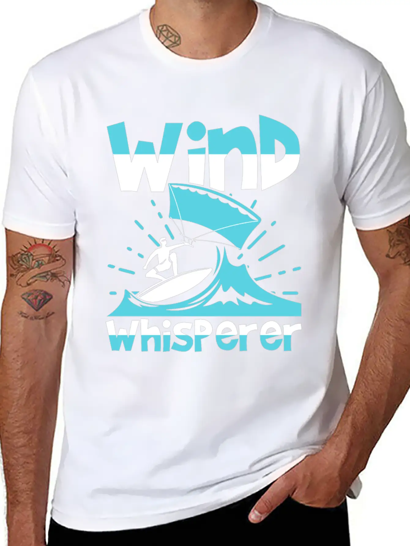 Wind Whisperer Funny Kitesurfing Kitesurfer Basic Graphic T-Shirt – Daily Comfort In Soft Cotton