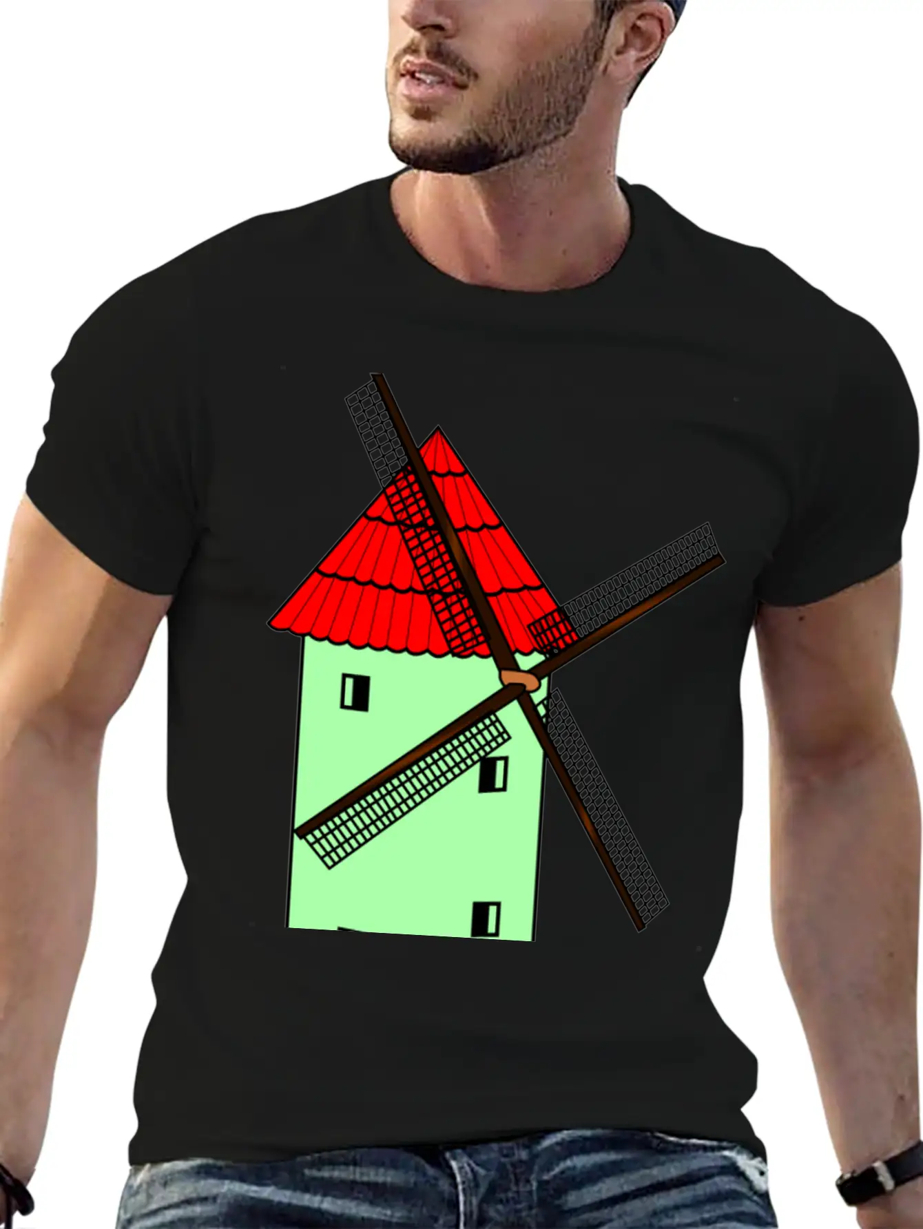 Windmill Windmuehle Wind Turbine Windrad32 Unisex Casual T-Shirt ��� Clean Design For Daily Comfort