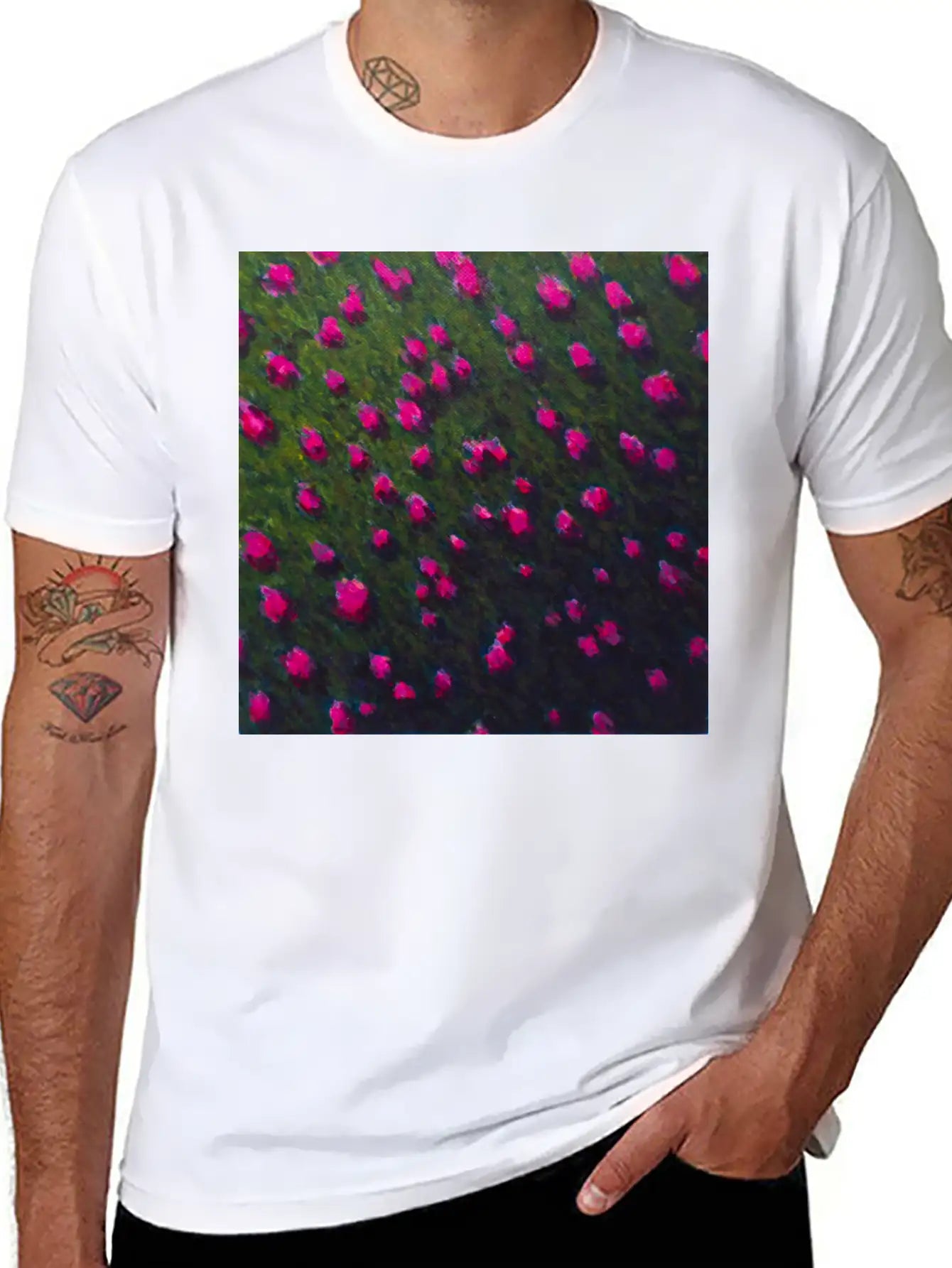Windswept Flower Field Unisex Casual T-Shirt – Clean Design For Daily Comfort
