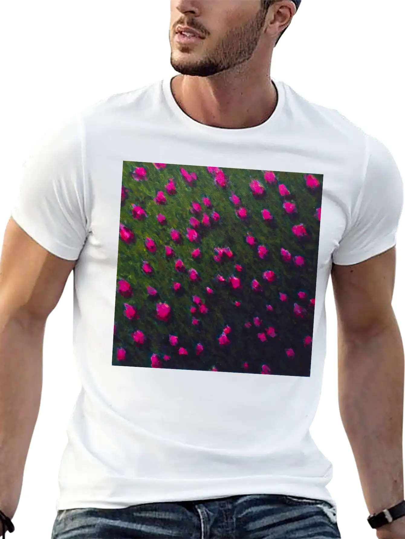 Windswept Flower Field Unisex Casual T-Shirt – Clean Design For Daily Comfort