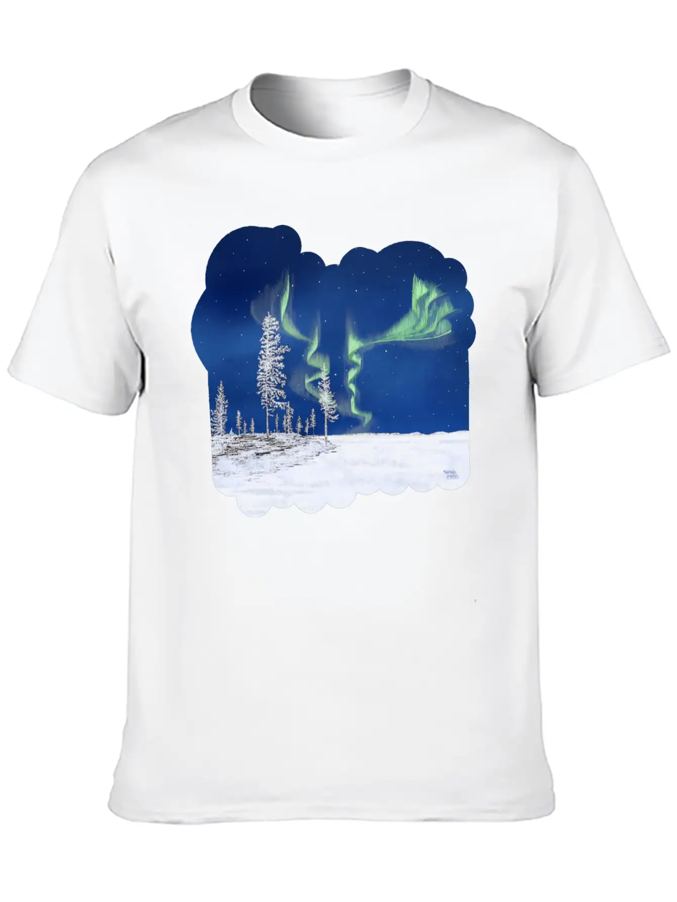 Winter Aurora Borealis Essential Cotton Tee For Daily Outfits – Unisex Style