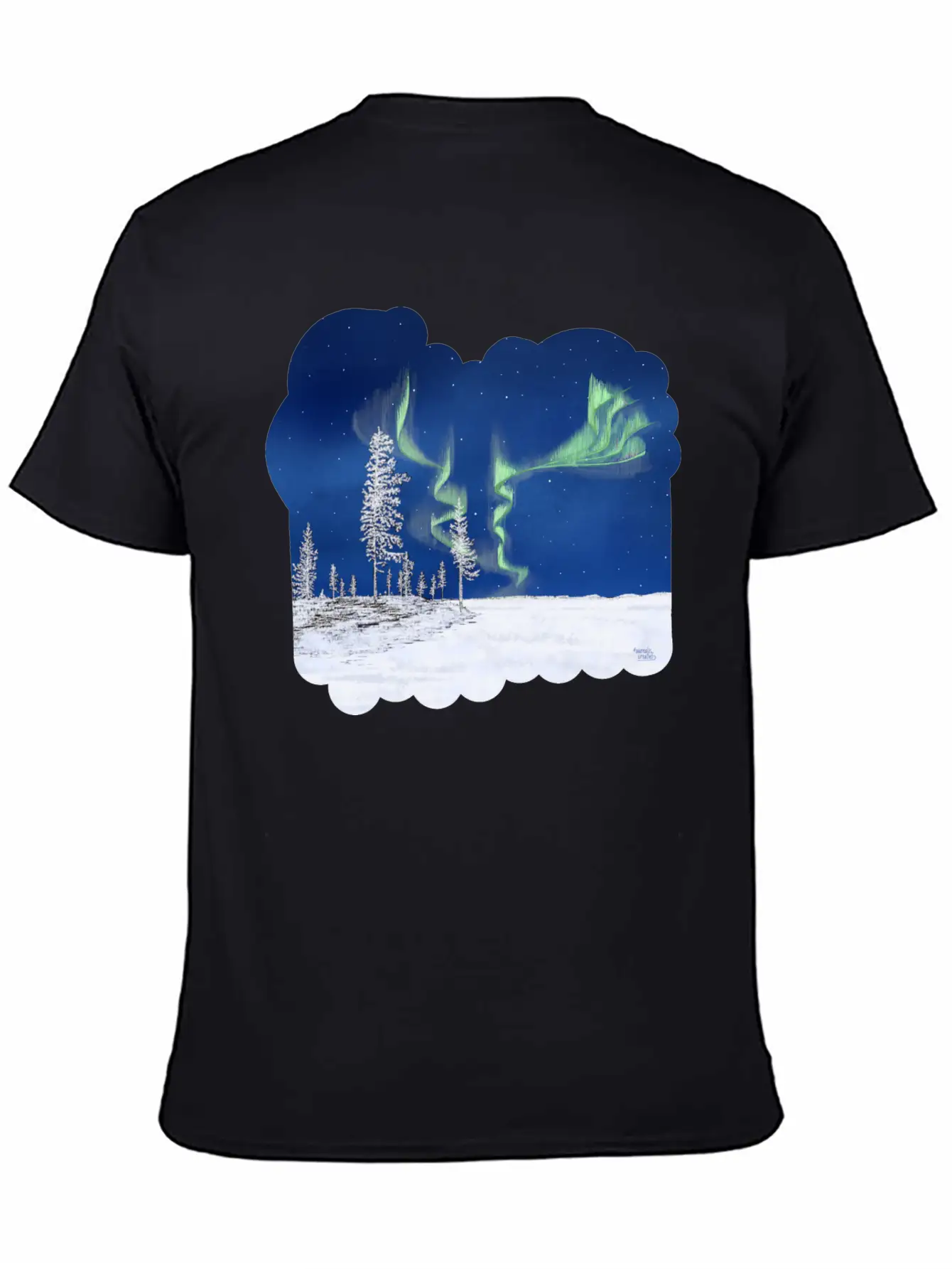 Winter Aurora Borealis Essential Cotton Tee For Daily Outfits – Unisex Style