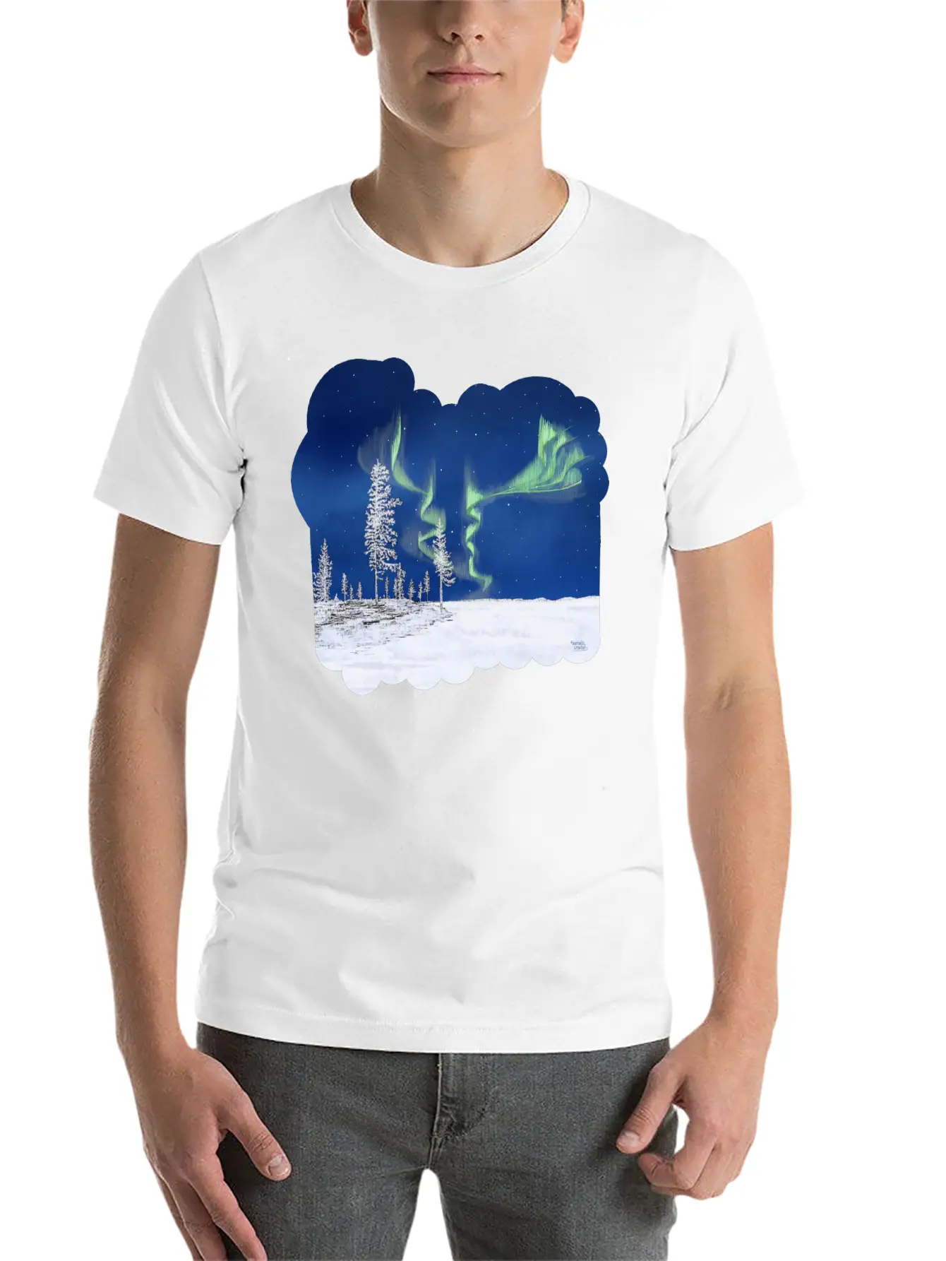 Winter Aurora Borealis Essential Cotton Tee For Daily Outfits – Unisex Style