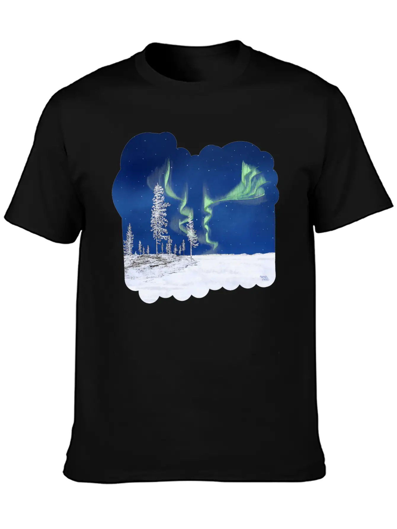 Winter Aurora Borealis Essential Cotton Tee For Daily Outfits – Unisex Style