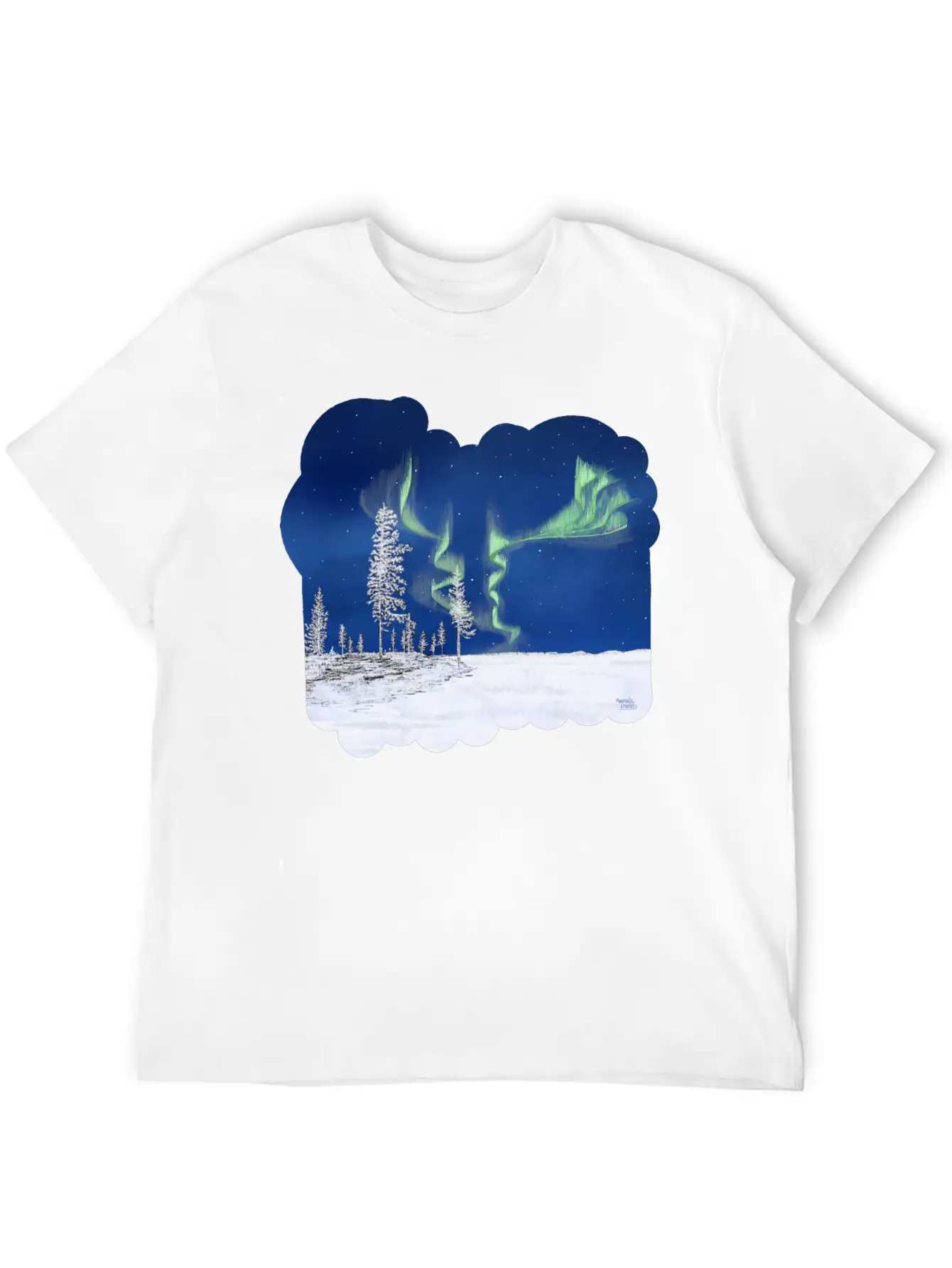 Winter Aurora Borealis Essential Cotton Tee For Daily Outfits – Unisex Style