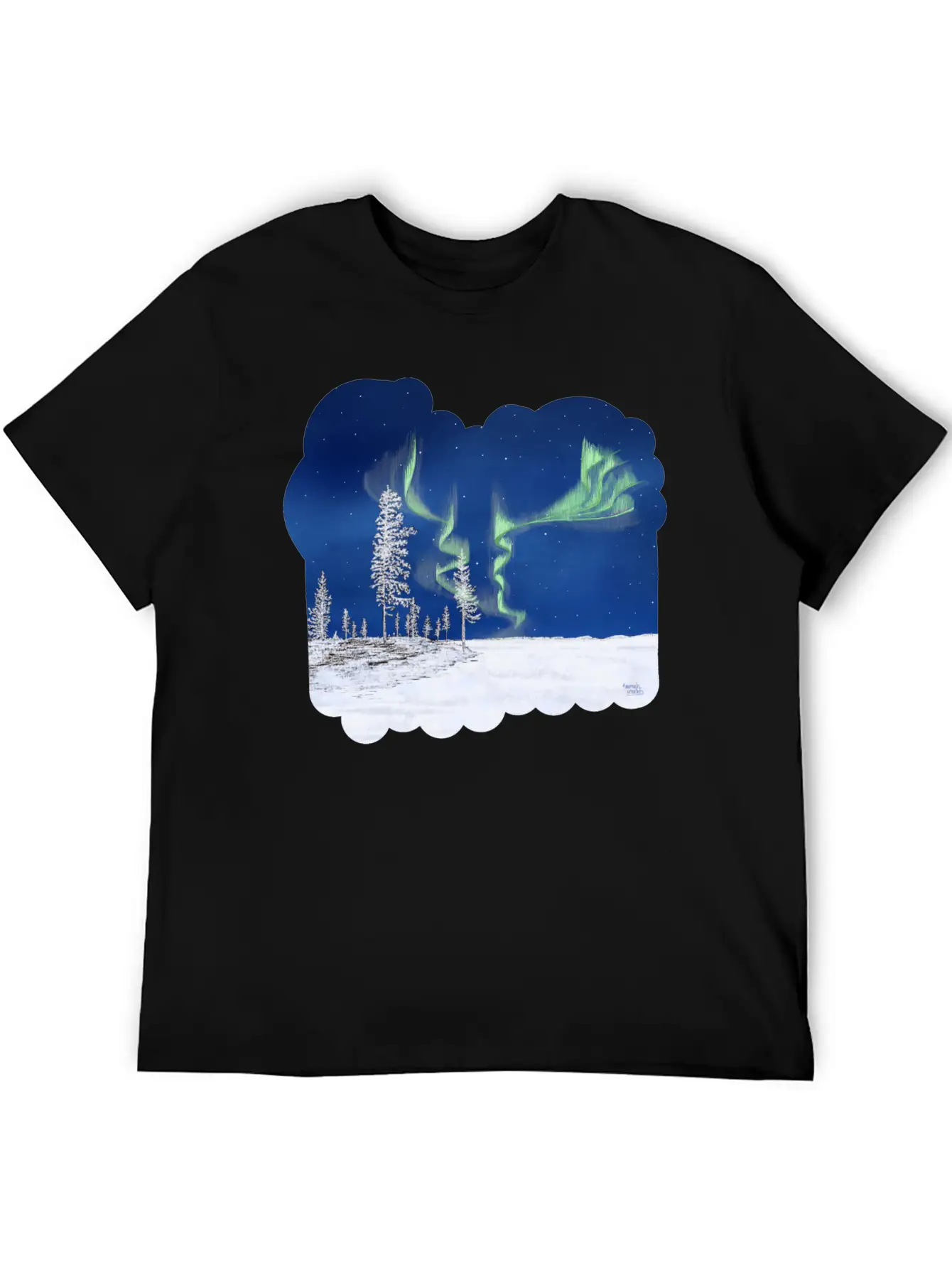 Winter Aurora Borealis Essential Cotton Tee For Daily Outfits – Unisex Style