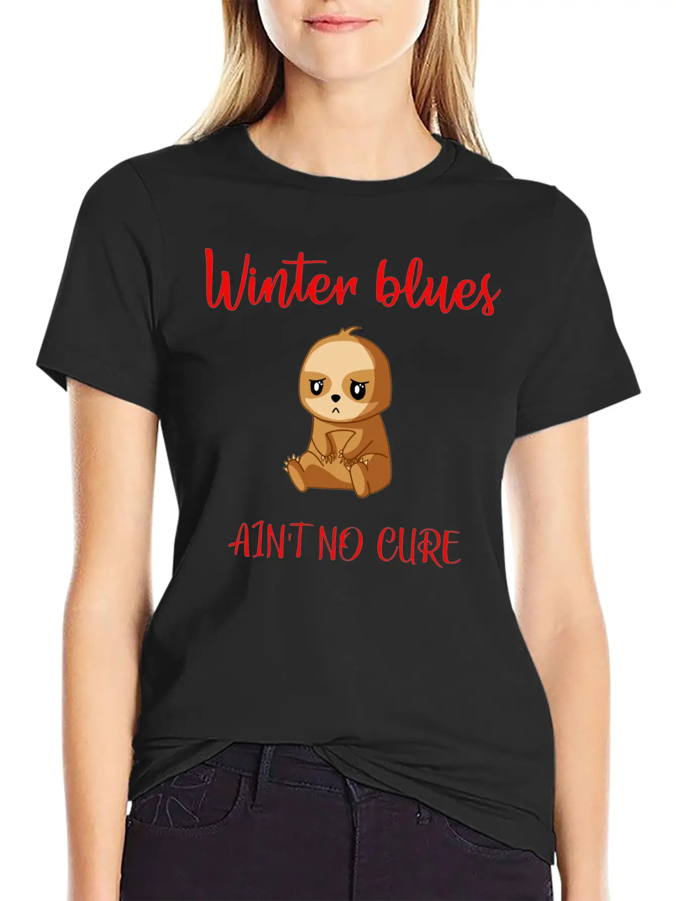 Winter Blues, Funny Sloth Relaxed Everyday Tee – Lightweight And Durable Cotton