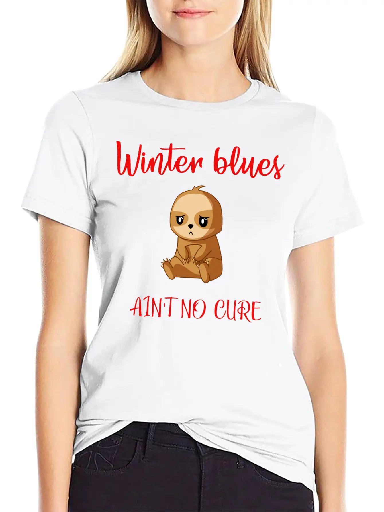 Winter Blues, Funny Sloth Relaxed Everyday Tee – Lightweight And Durable Cotton