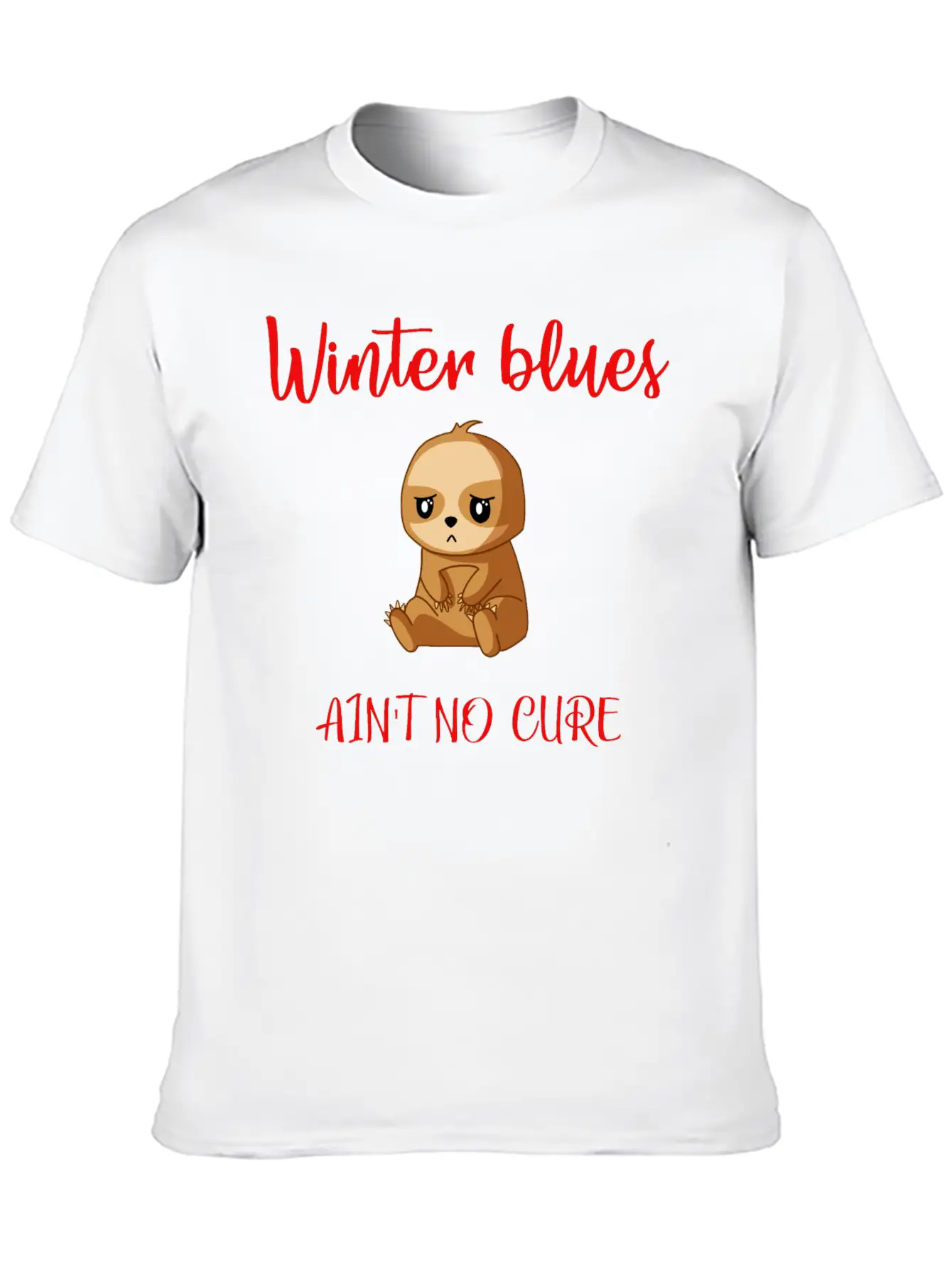 Winter Blues, Funny Sloth Relaxed Everyday Tee – Lightweight And Durable Cotton