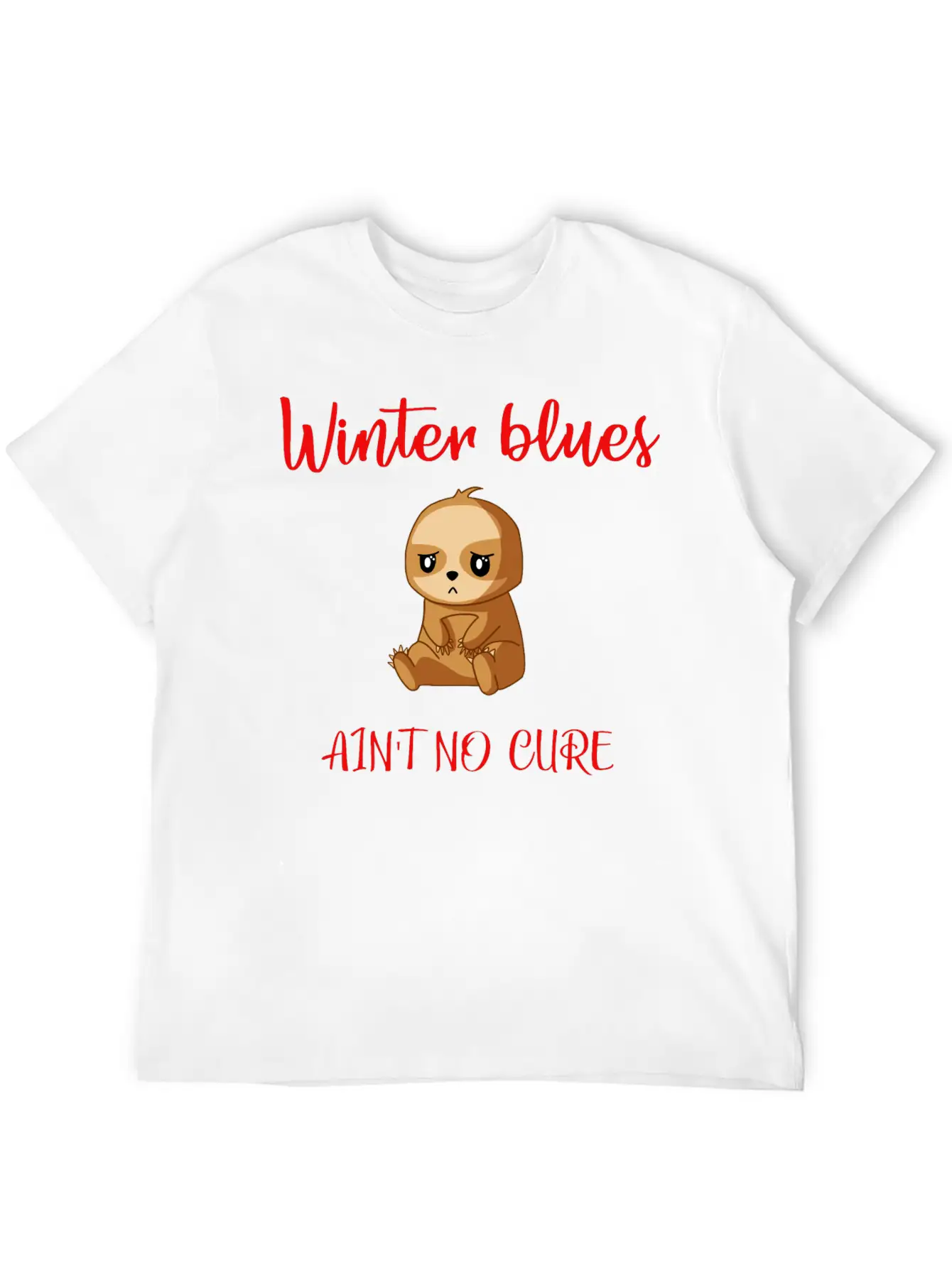 Winter Blues, Funny Sloth Relaxed Everyday Tee – Lightweight And Durable Cotton