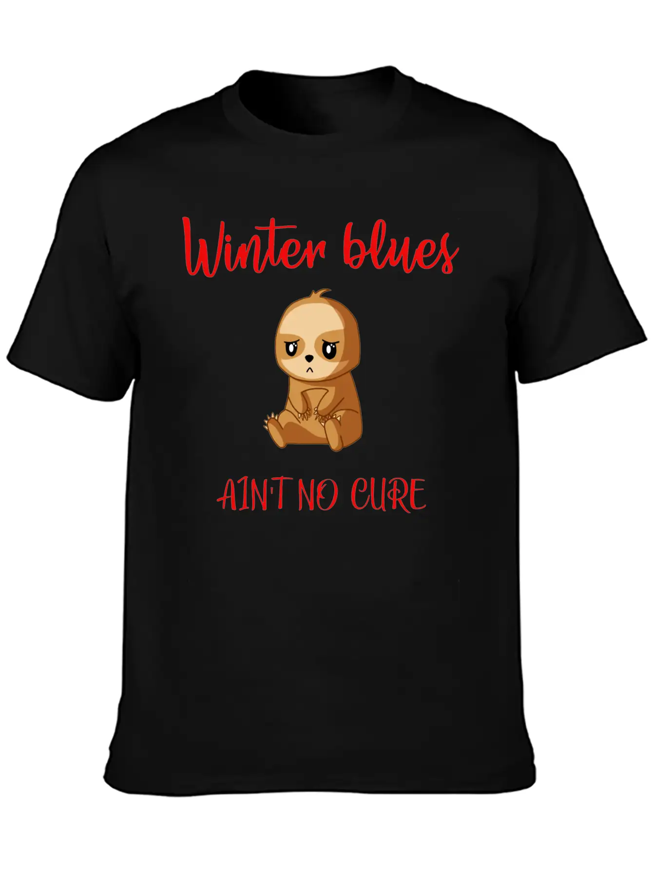 Winter Blues, Funny Sloth Relaxed Everyday Tee – Lightweight And Durable Cotton