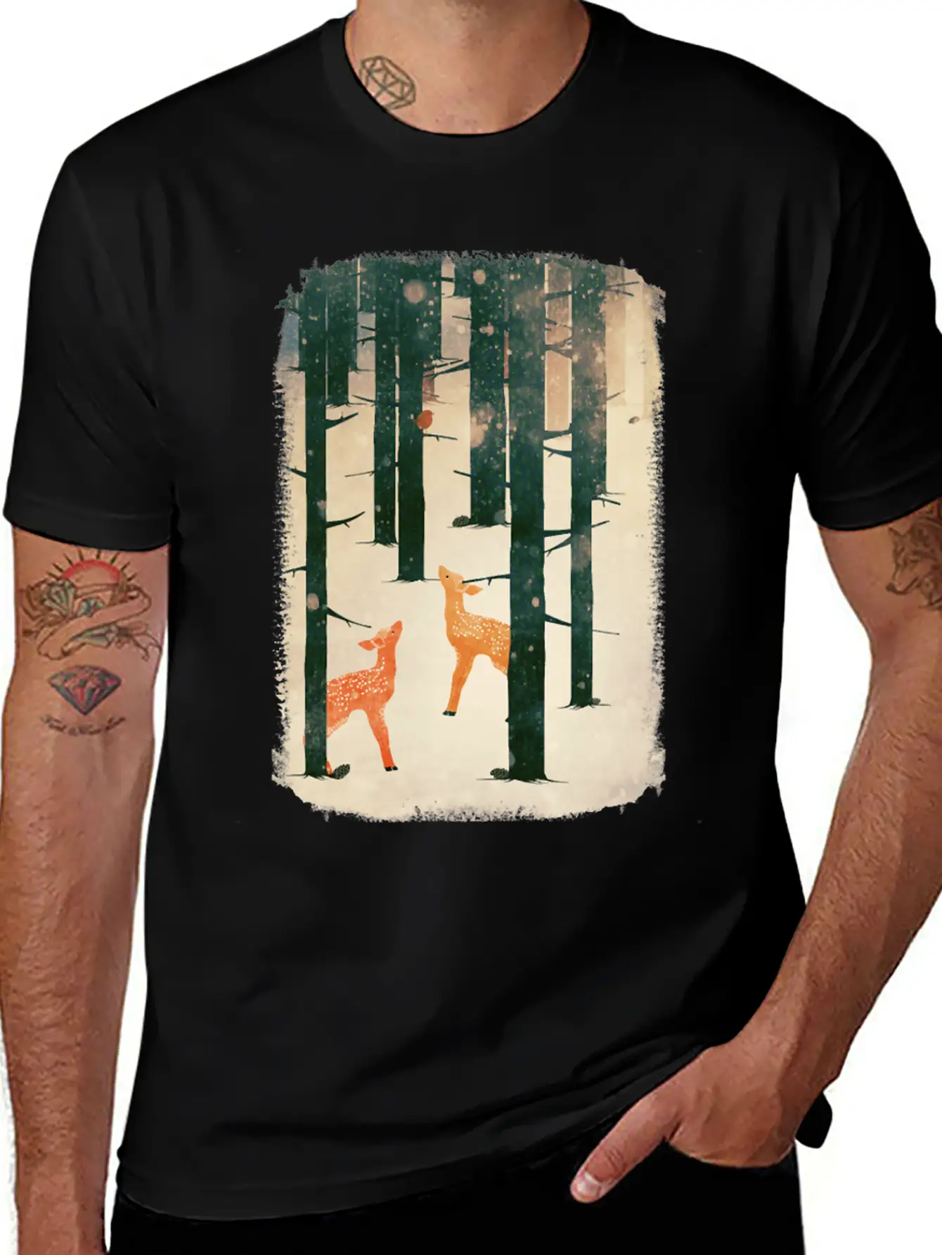 Winter Deer Essential Cotton Tee For Daily Outfits – Unisex Style