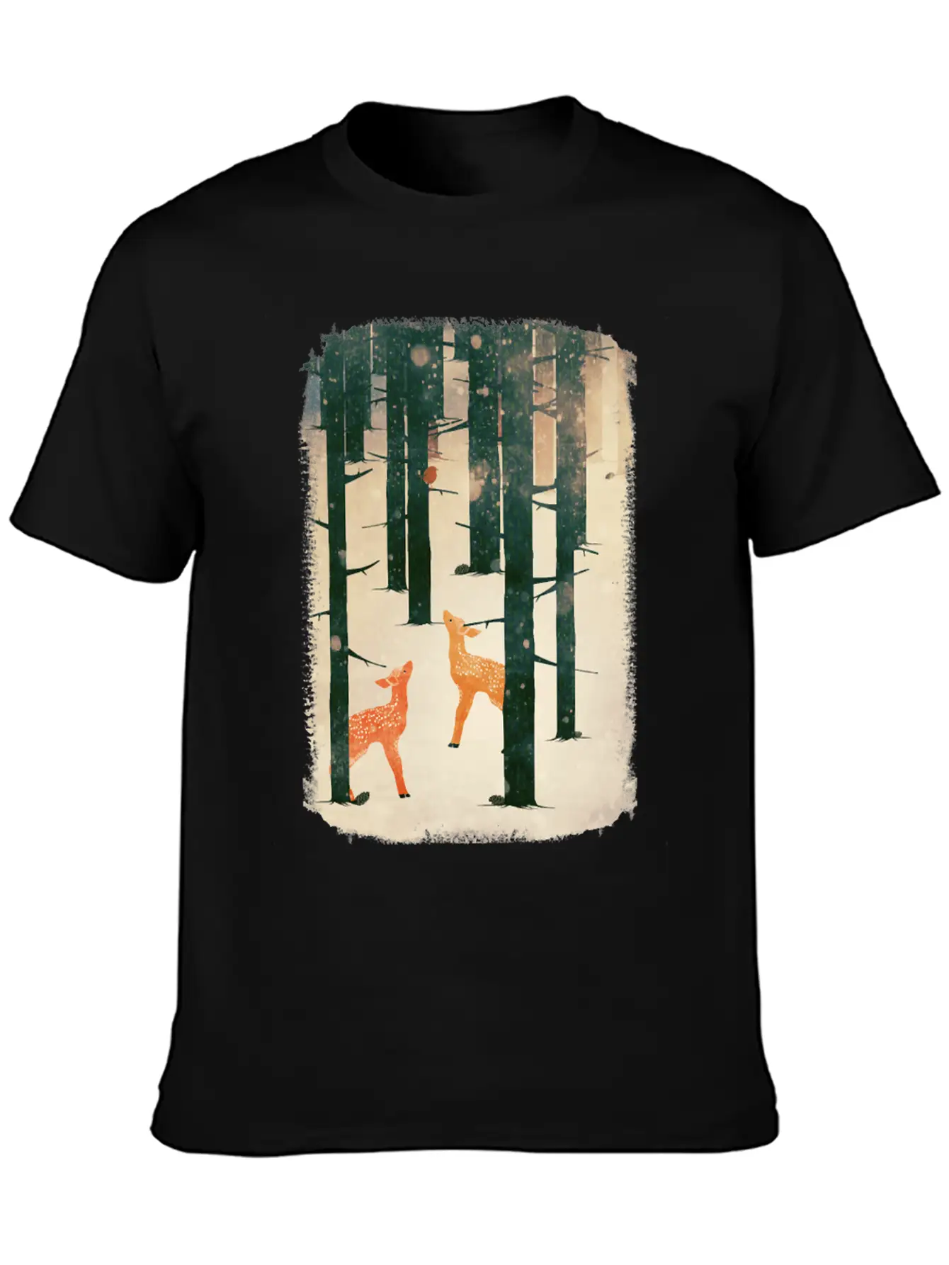 Winter Deer Essential Cotton Tee For Daily Outfits – Unisex Style