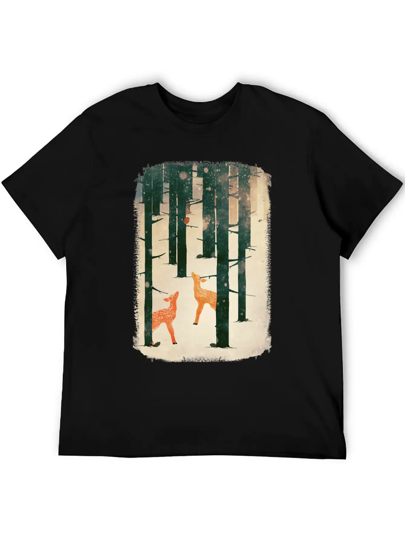 Winter Deer Essential Cotton Tee For Daily Outfits – Unisex Style