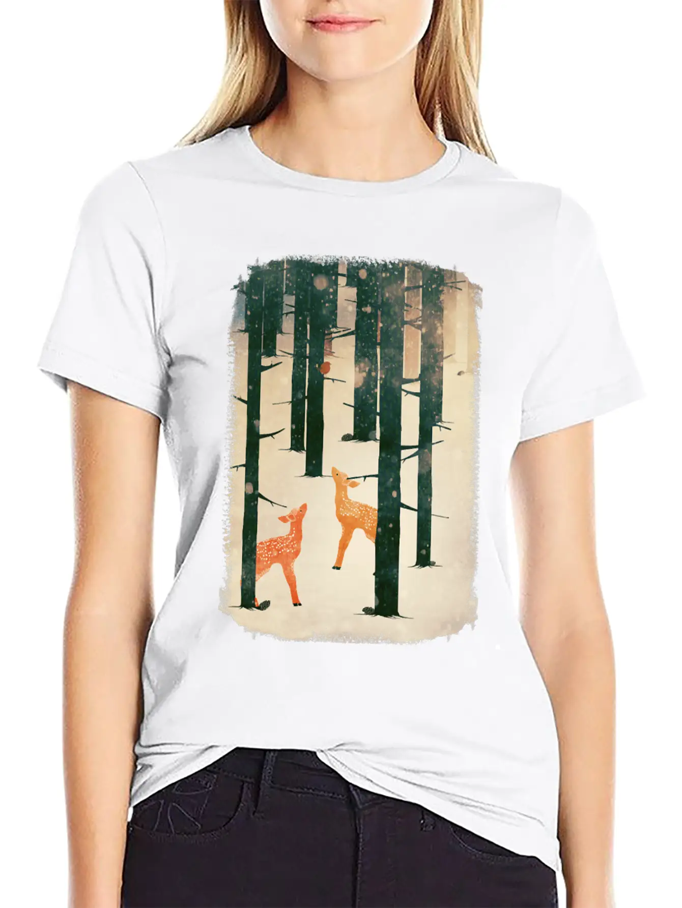 Winter Deer Essential Cotton Tee For Daily Outfits – Unisex Style