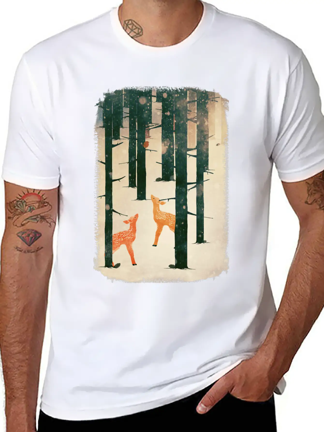 Winter Deer Essential Cotton Tee For Daily Outfits – Unisex Style