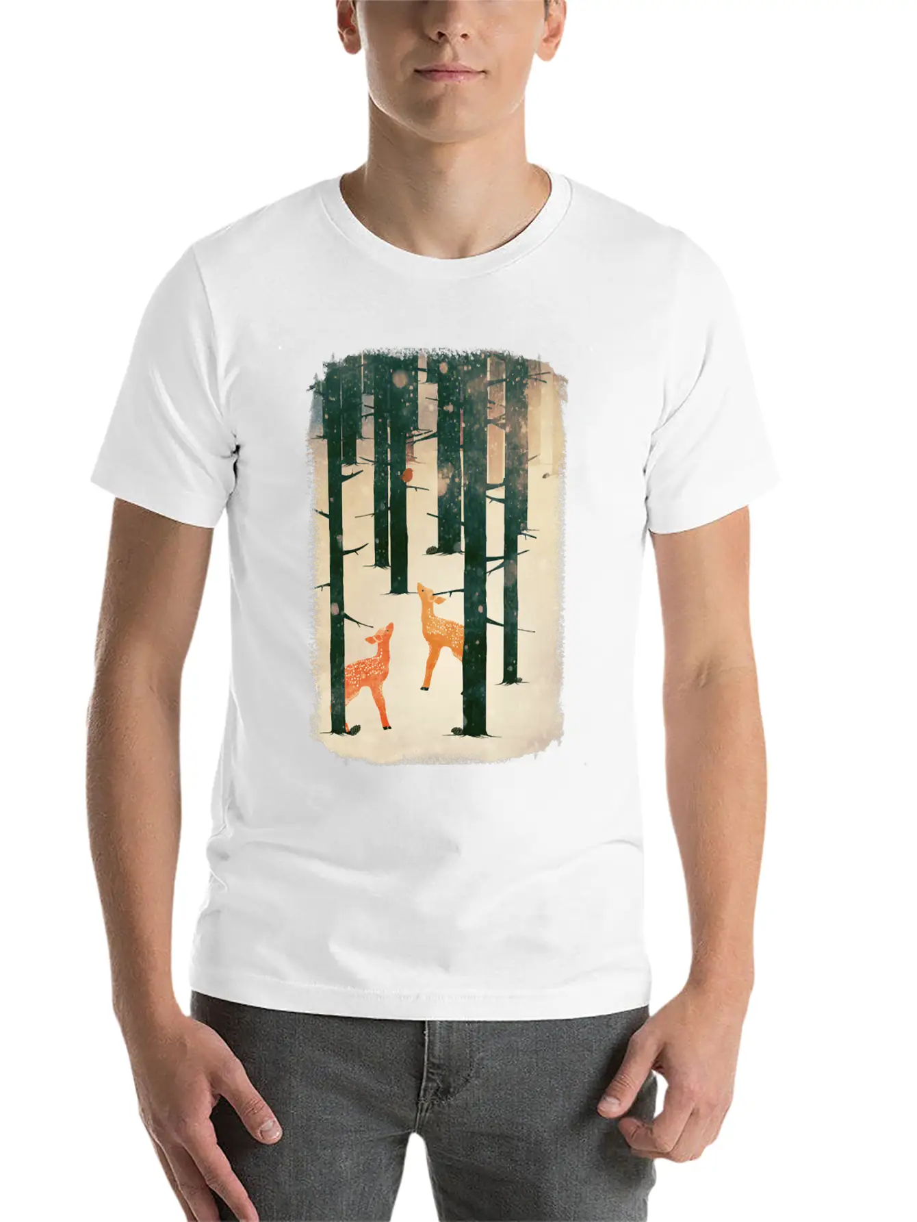 Winter Deer Essential Cotton Tee For Daily Outfits – Unisex Style
